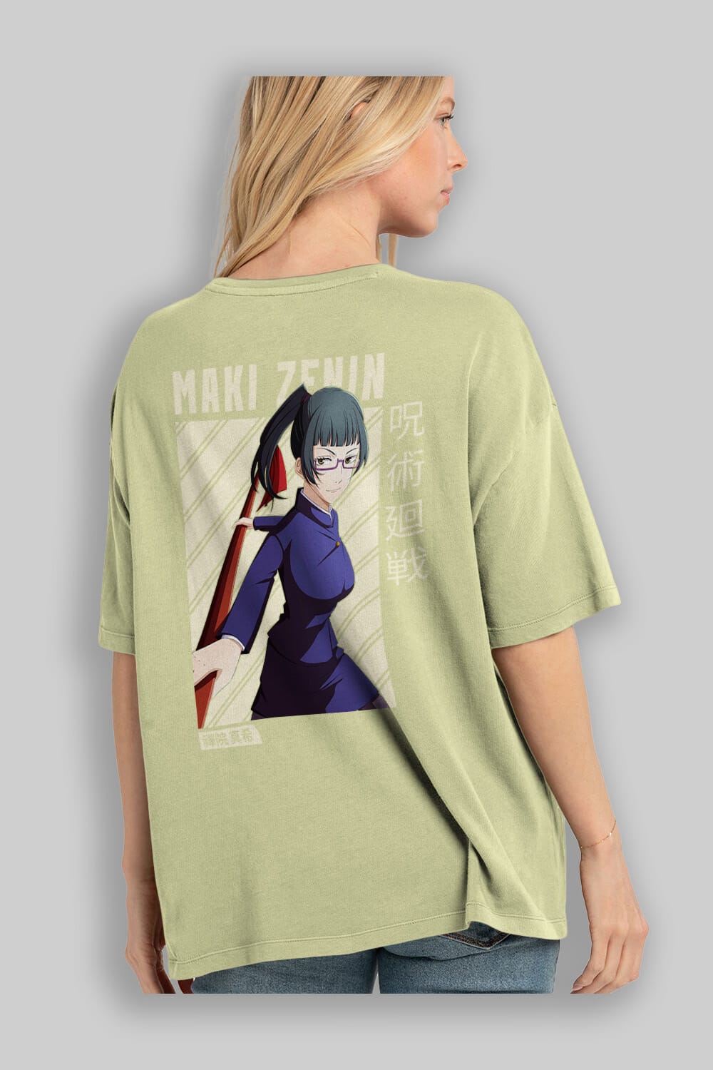 Maki Zenin CHAİNSAWMAN Anime Arka Baskılı Oversize t-shirt Erkek Kadın Unisex