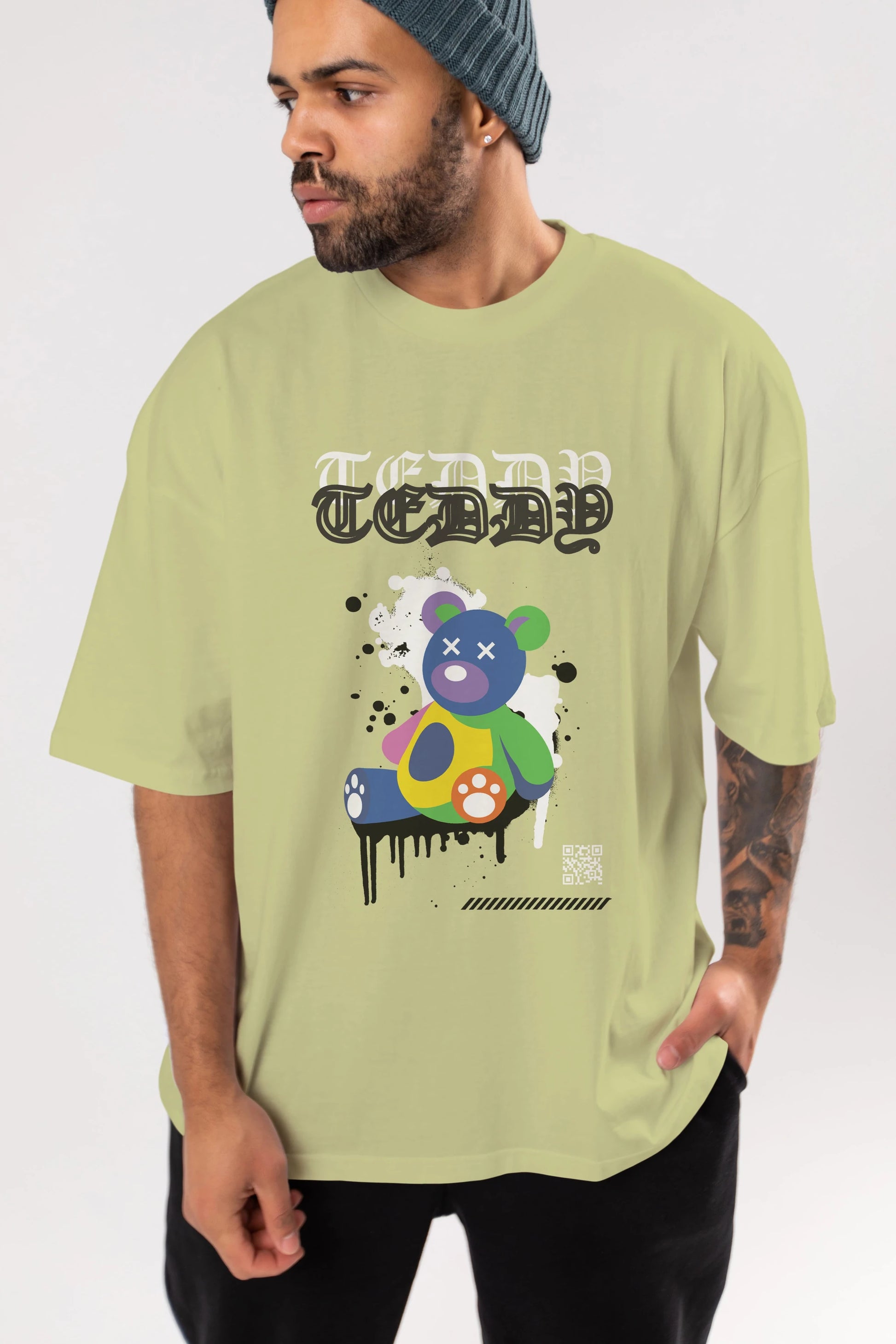 Teddy Bear Ön Baskılı Oversize t-shirt Erkek Kadın Unisex