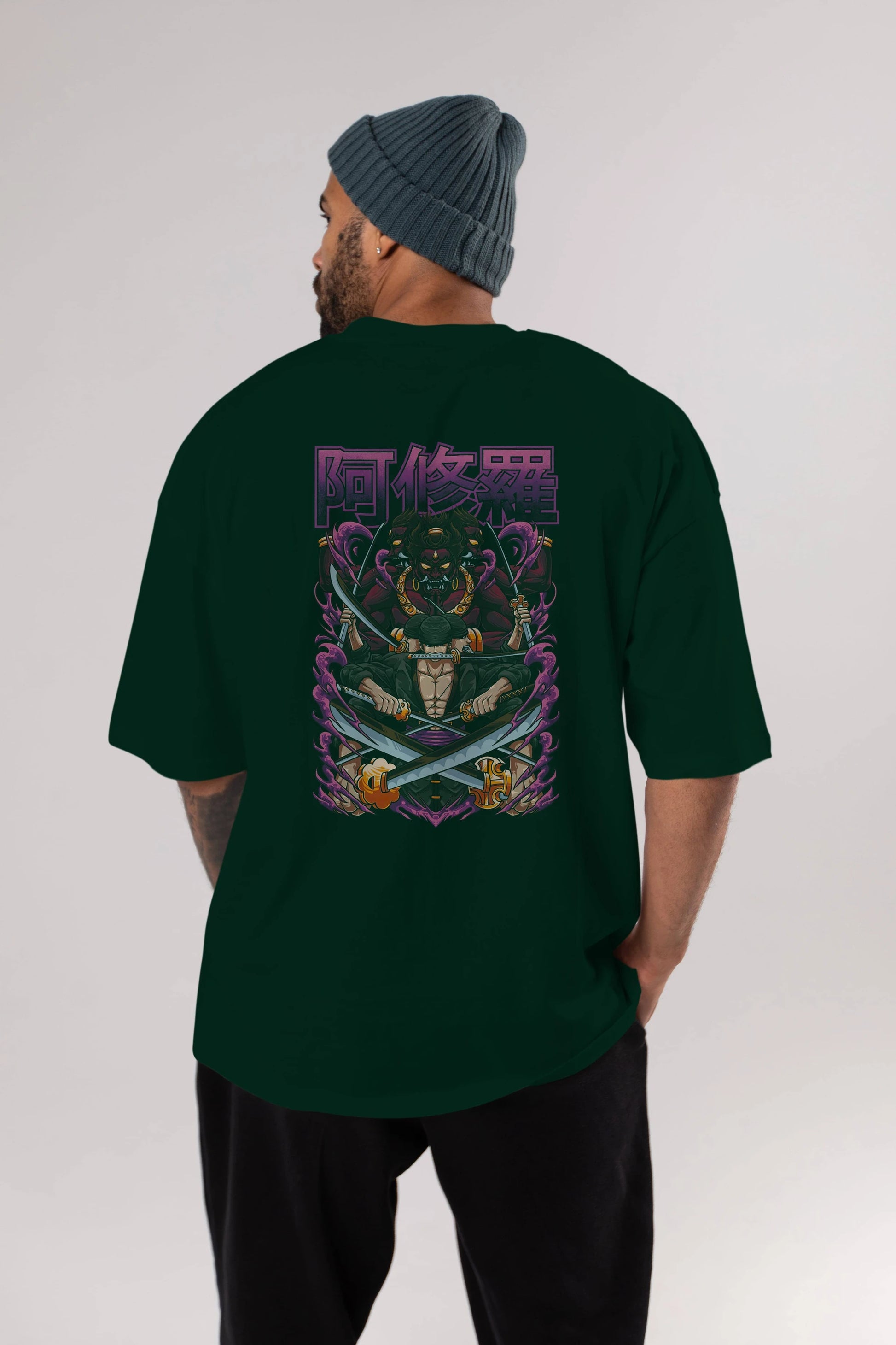 Roronoa Zoro 1 Anime Arka Baskılı Oversize t-shirt Erkek Kadın Unisex