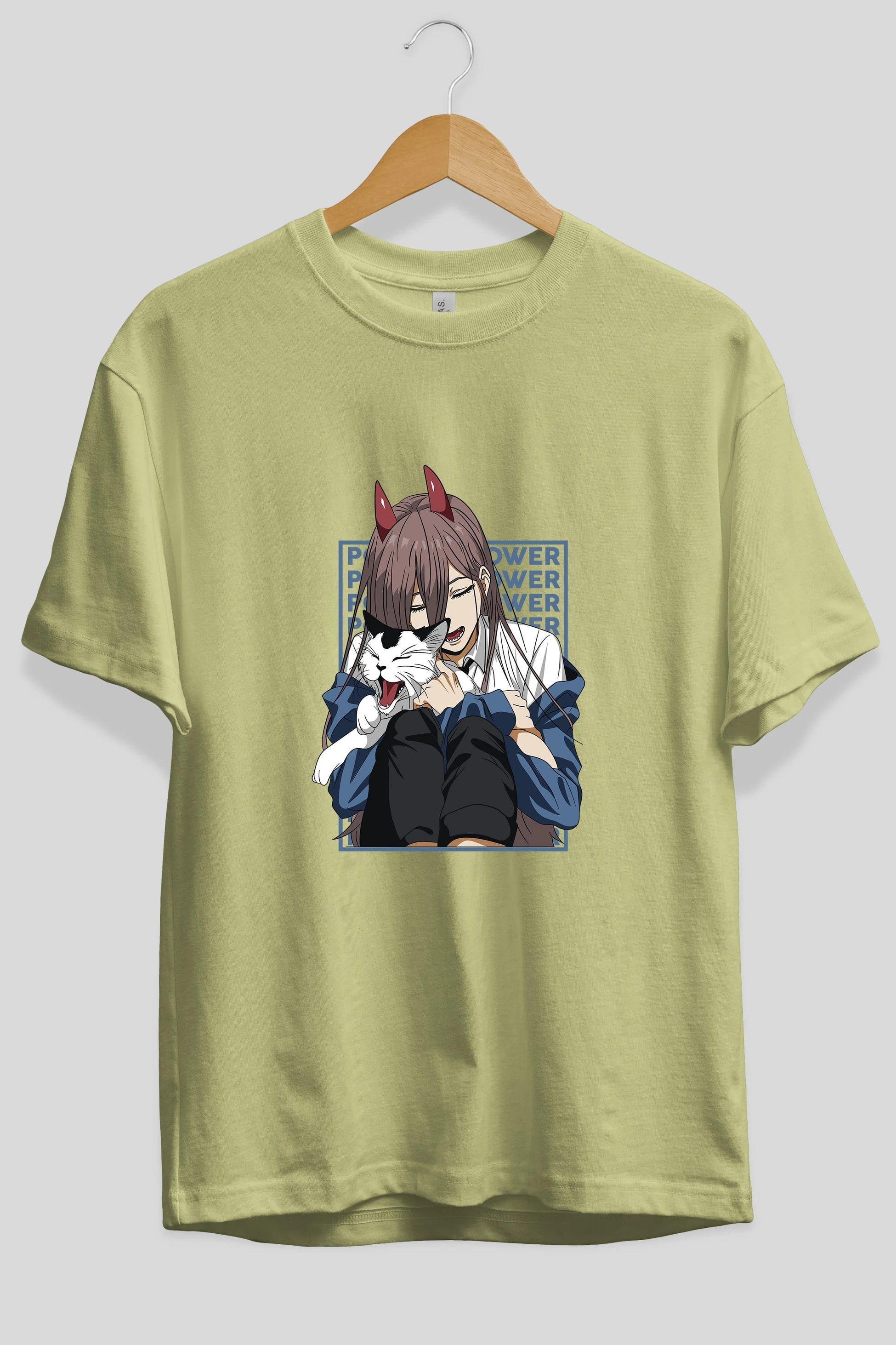POWER CHAINSAWMAN Anime Ön Baskılı Oversize t-shirt %100 pamuk Erkek Kadın Unisex