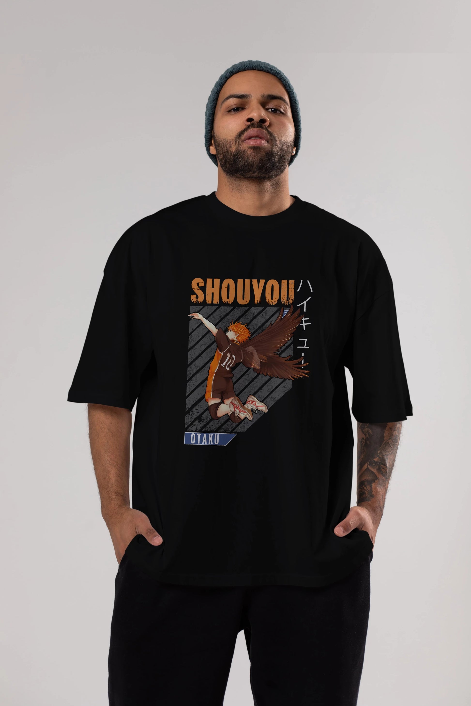 Shouyou Hinata 10 Anime Ön Baskılı Oversize t-shirt %100 pamuk Erkek Kadın Unisex