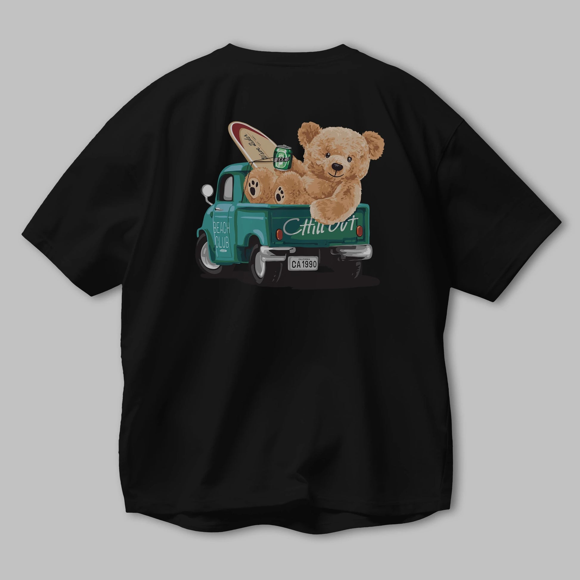 Teddy Bear Chill Out Arka Baskılı Oversize t-shirt Erkek Kadın Unisex %100 Pamuk