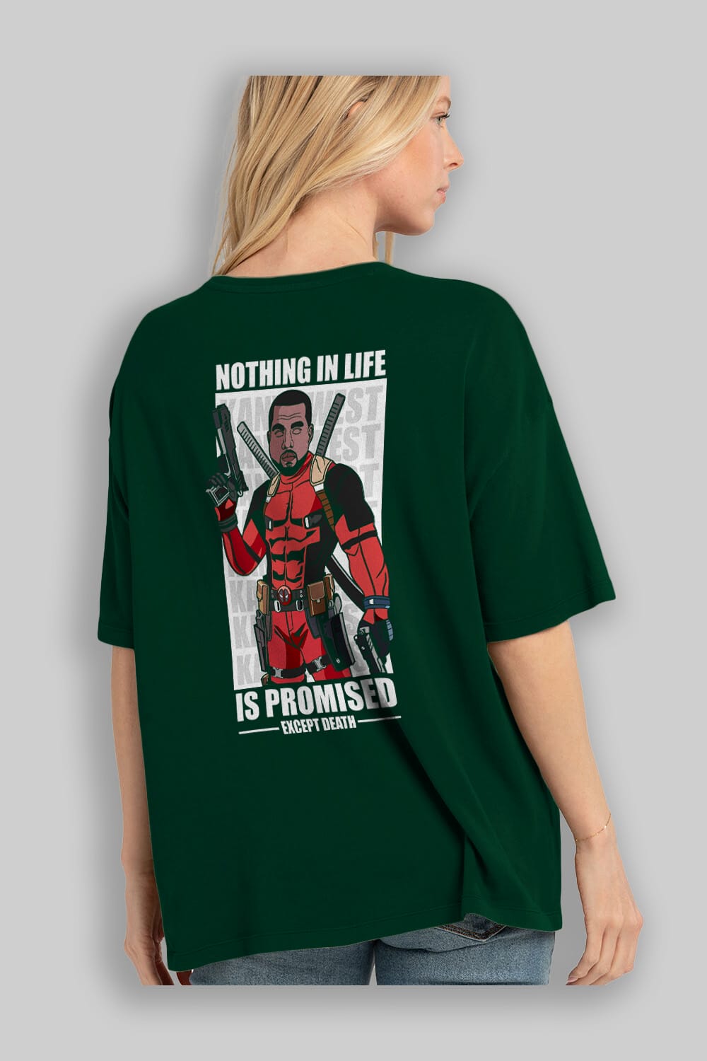 Kanye West Deadpool Arka Baskılı Oversize t-shirt Erkek Kadın Unisex %100 Pamuk tişort