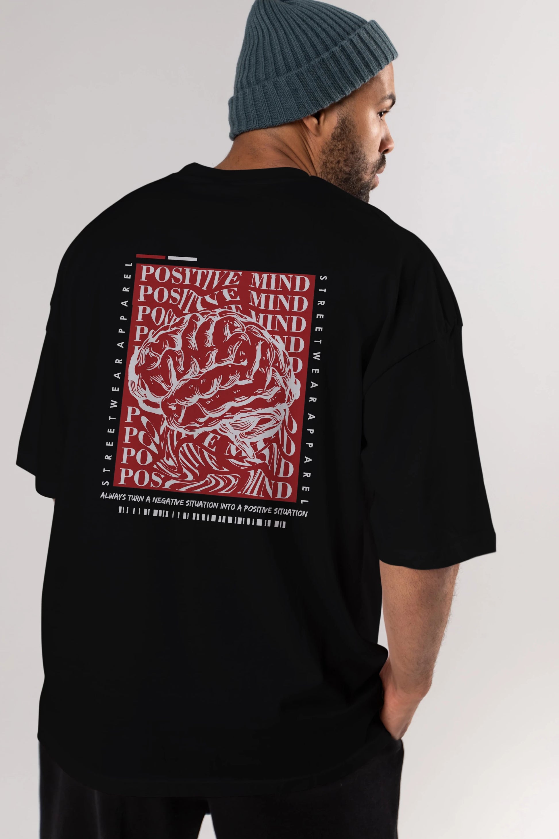 Positive Mind Arka Baskılı Oversize t-shirt Erkek Kadın Unisex