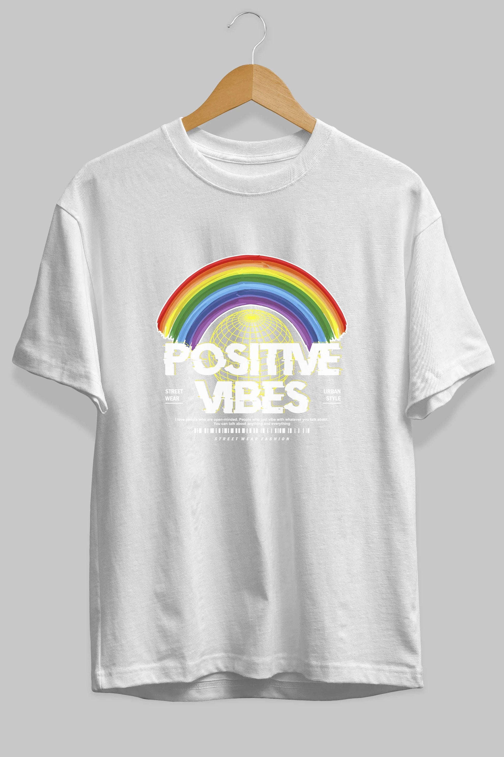 Positive Vibes Ön Baskılı Oversize t-shirt Erkek Kadın Unisex