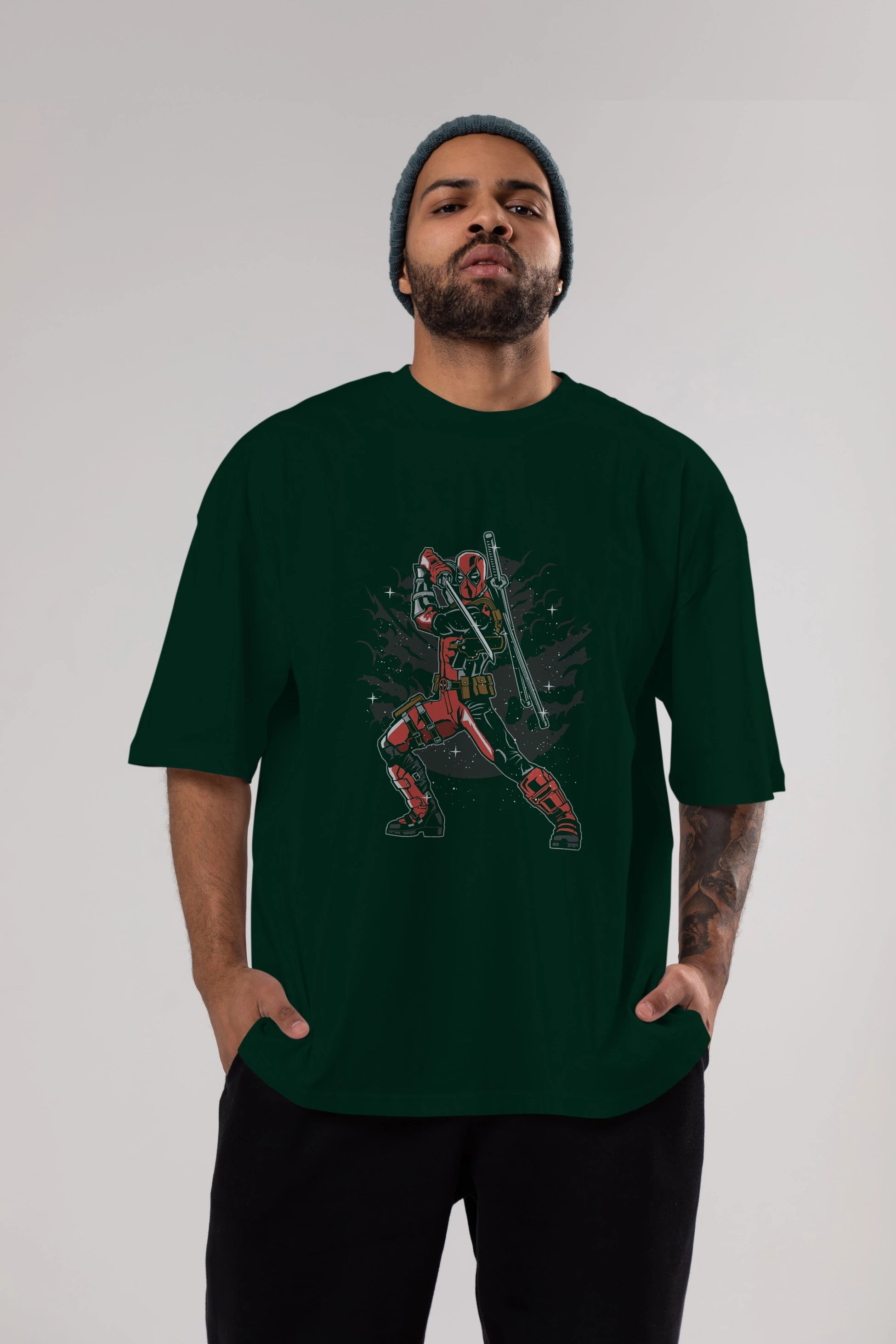 Deadpool Ön Baskılı Oversize t-shirt Erkek Kadın Unisex %100 Pamuk tişort