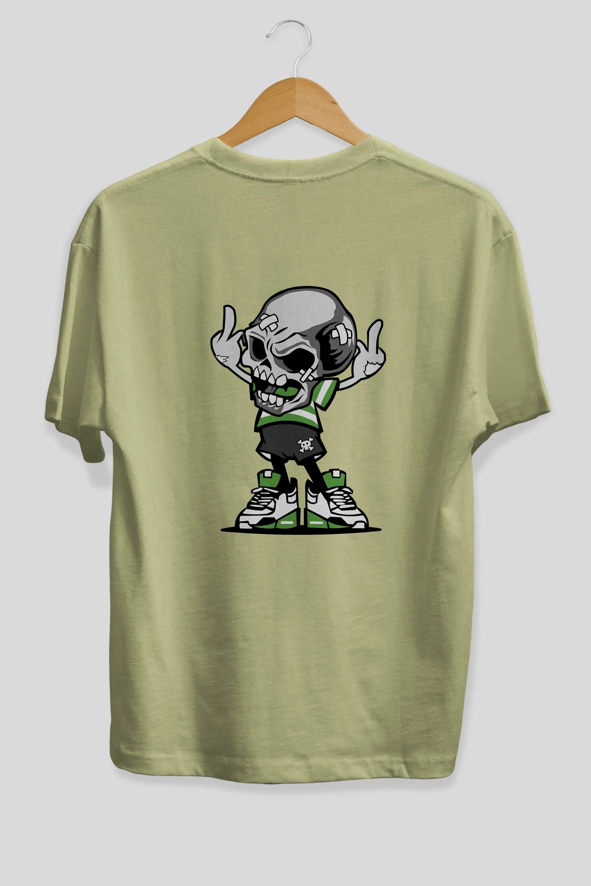 Skull F Hand Arka Baskılı Oversize t-shirt Erkek Kadın Unisex %100 Pamuk tişort