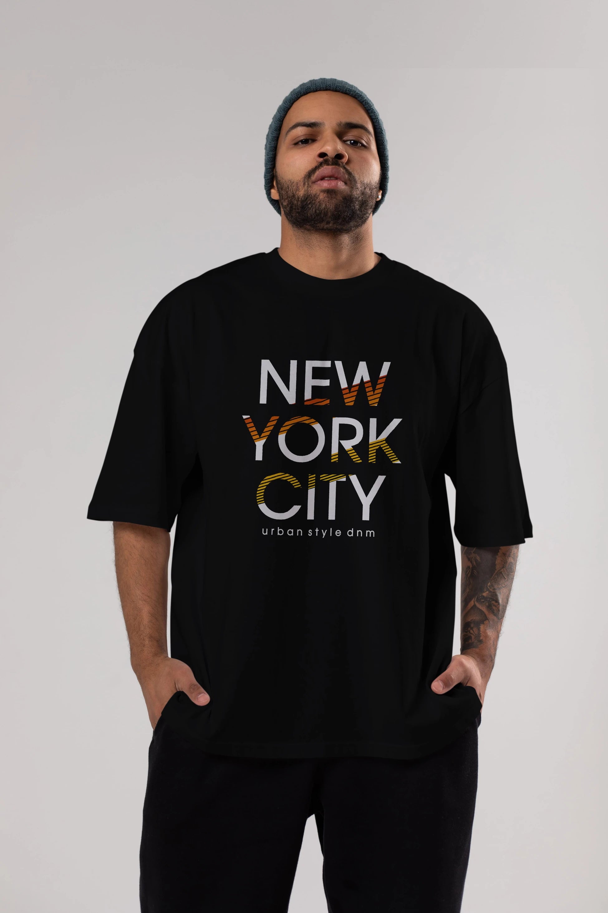 New York City Style Ön Baskılı Oversize t-shirt Erkek Kadın Unisex