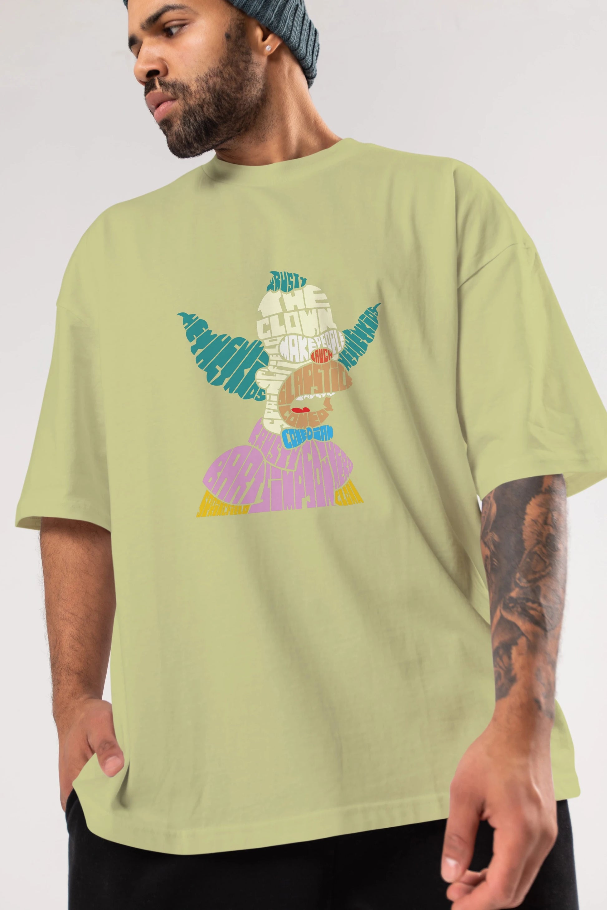 Krusty Clown Ön Baskılı Oversize t-shirt %100 pamuk Erkek Kadın Unisex