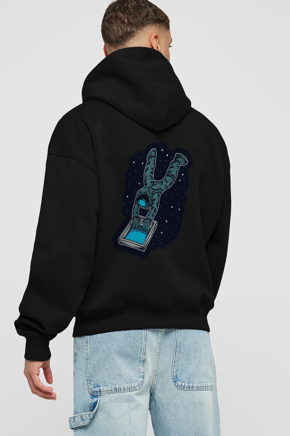 Astroscreen Sticker Arka Baskılı Hoodie Oversize Kapüşonlu Sweatshirt Erkek Kadın Unisex