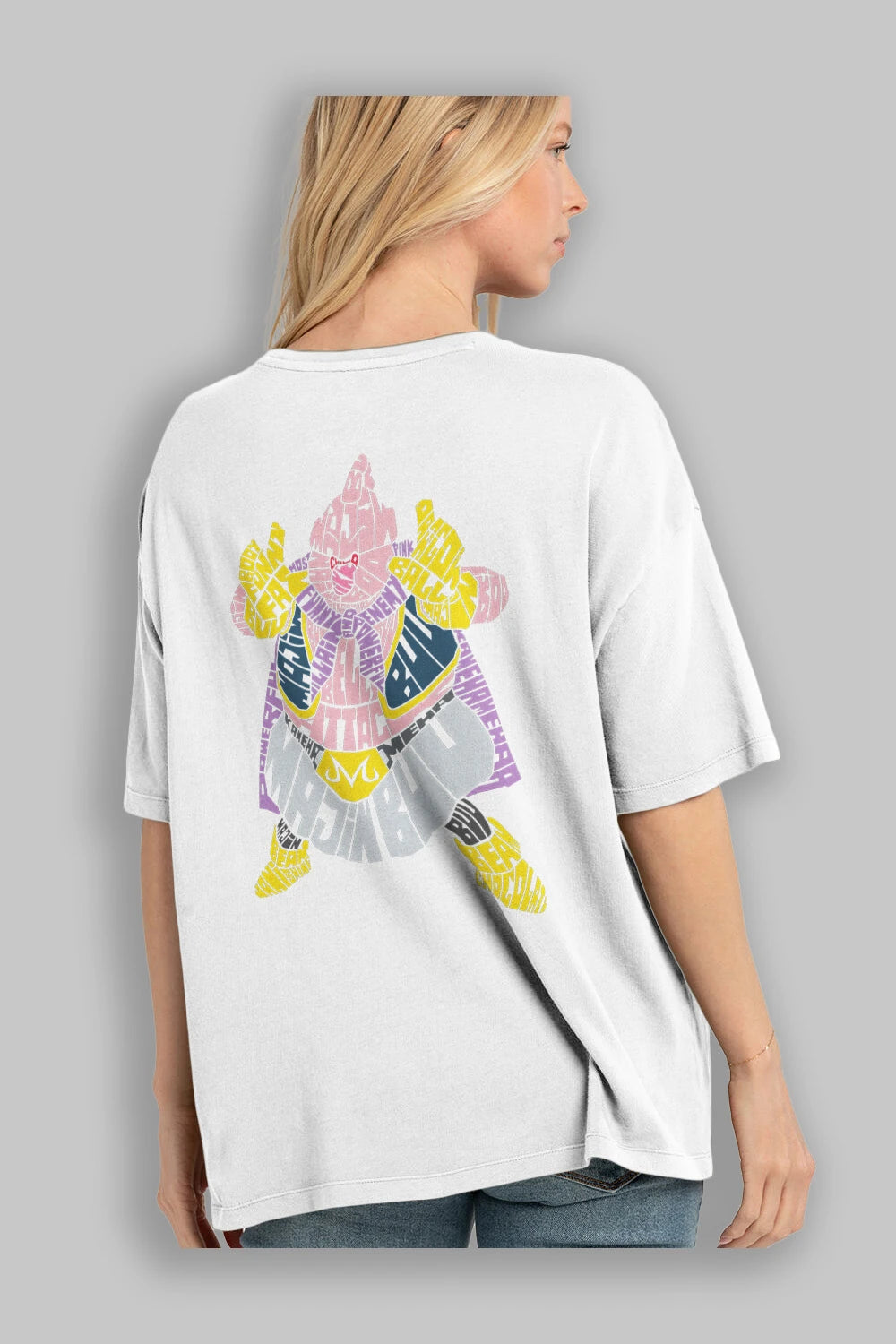 Majin Buu Arka Baskılı Oversize t-shirt %100 pamuk Erkek Kadın Unisex