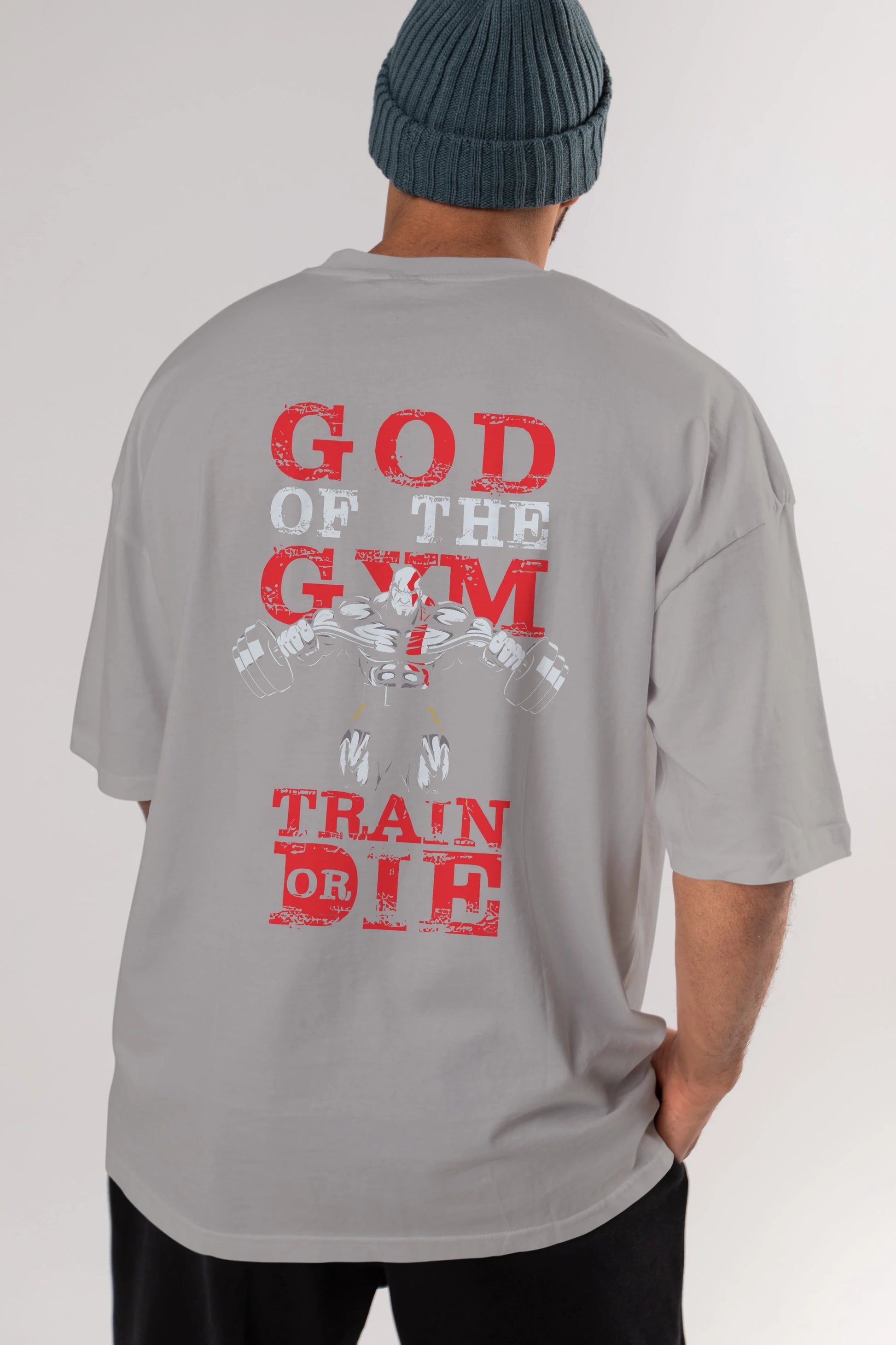 God of The GYM Arka Baskılı Oversize t-shirt Erkek Kadın Unisex %100 Pamuk Bisiklet Yaka tişort