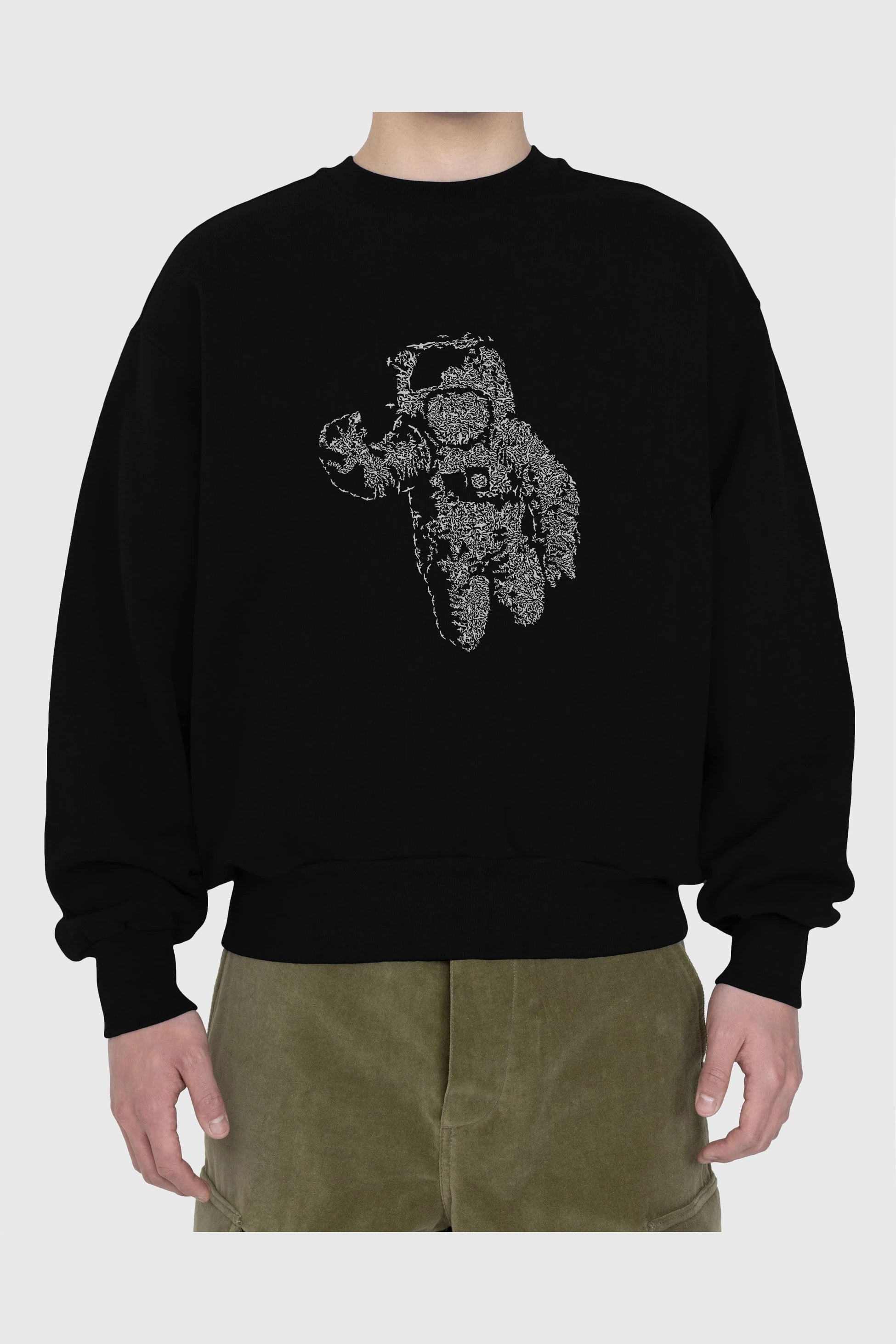 Flying Astronaut Ön Baskılı Oversize Sweatshirt Erkek Kadın Unisex