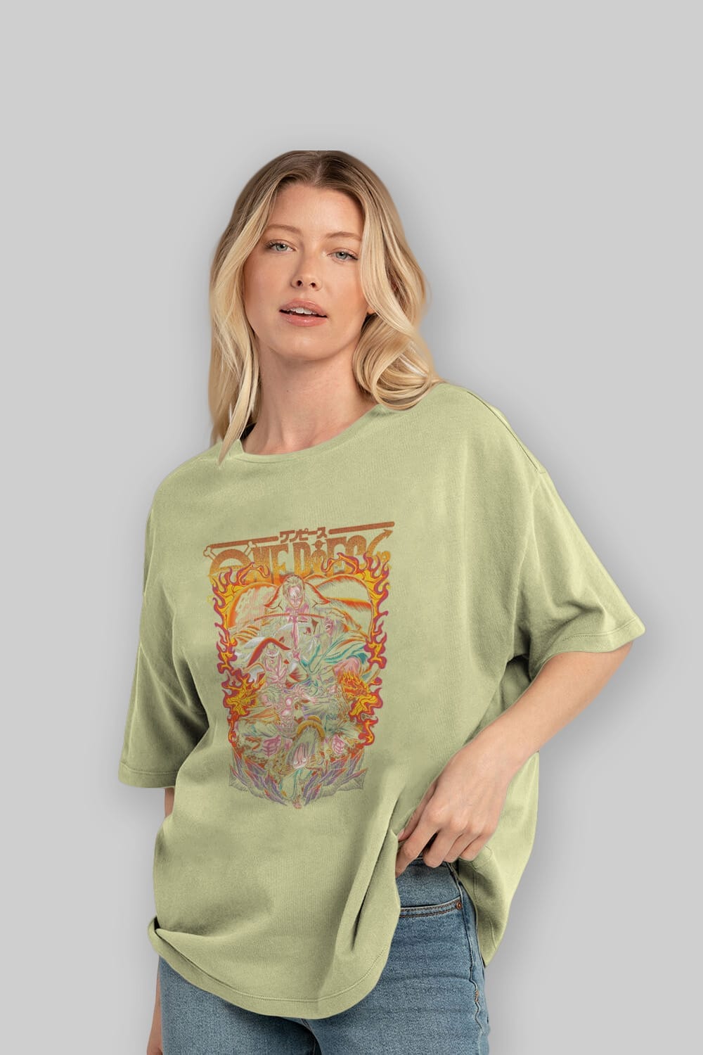 ONE PIECE (3) Anime Ön Baskılı Oversize t-shirt %100 pamuk Erkek Kadın Unisex