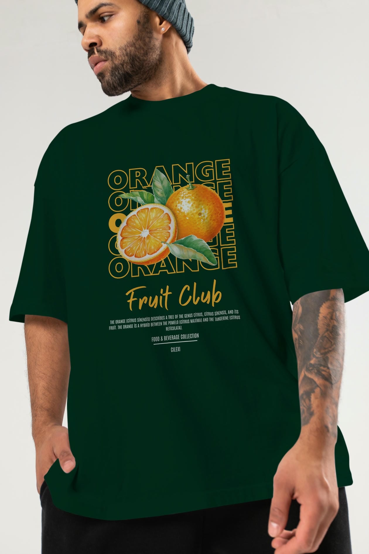 Orange Ön Baskılı Oversize t-shirt Erkek Kadın Pamuk Bisiklet Yaka tişort