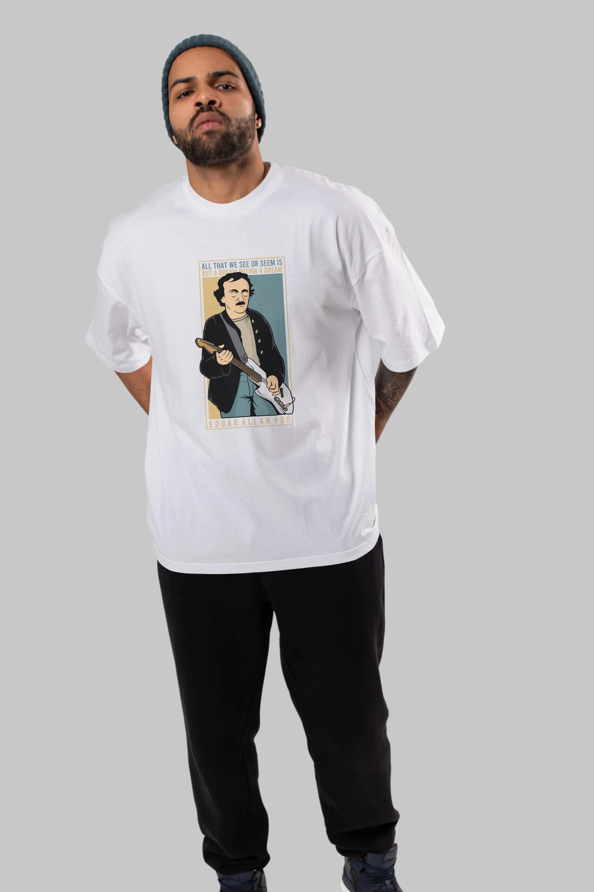 Edgar Alan Cobain Ön Baskılı Oversize t-shirt Erkek Kadın Unisex %100 Pamuk tişort