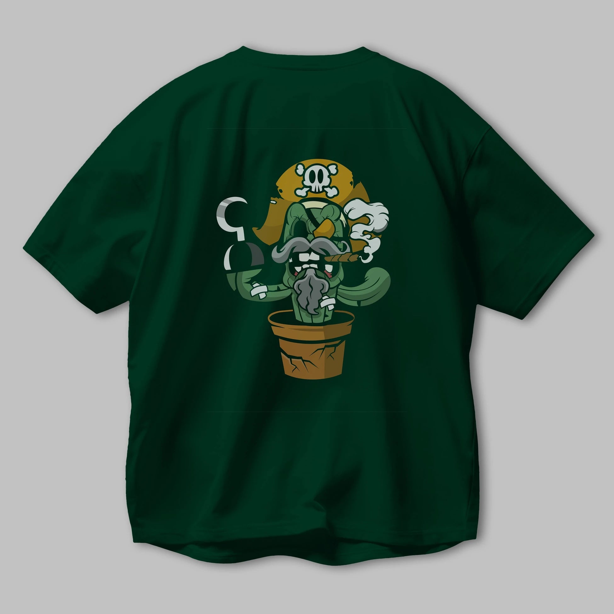Pirate Cactus Arka Baskılı Oversize t-shirt Erkek Kadın Unisex %100 Pamuk tişort