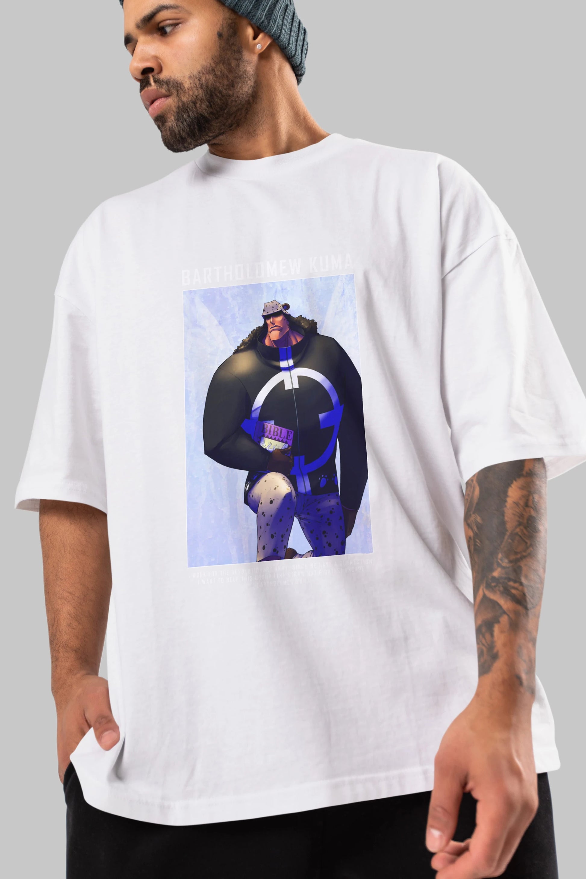 Bartholomew Kuma Anime Ön Baskılı Oversize t-shirt Erkek Kadın Unisex