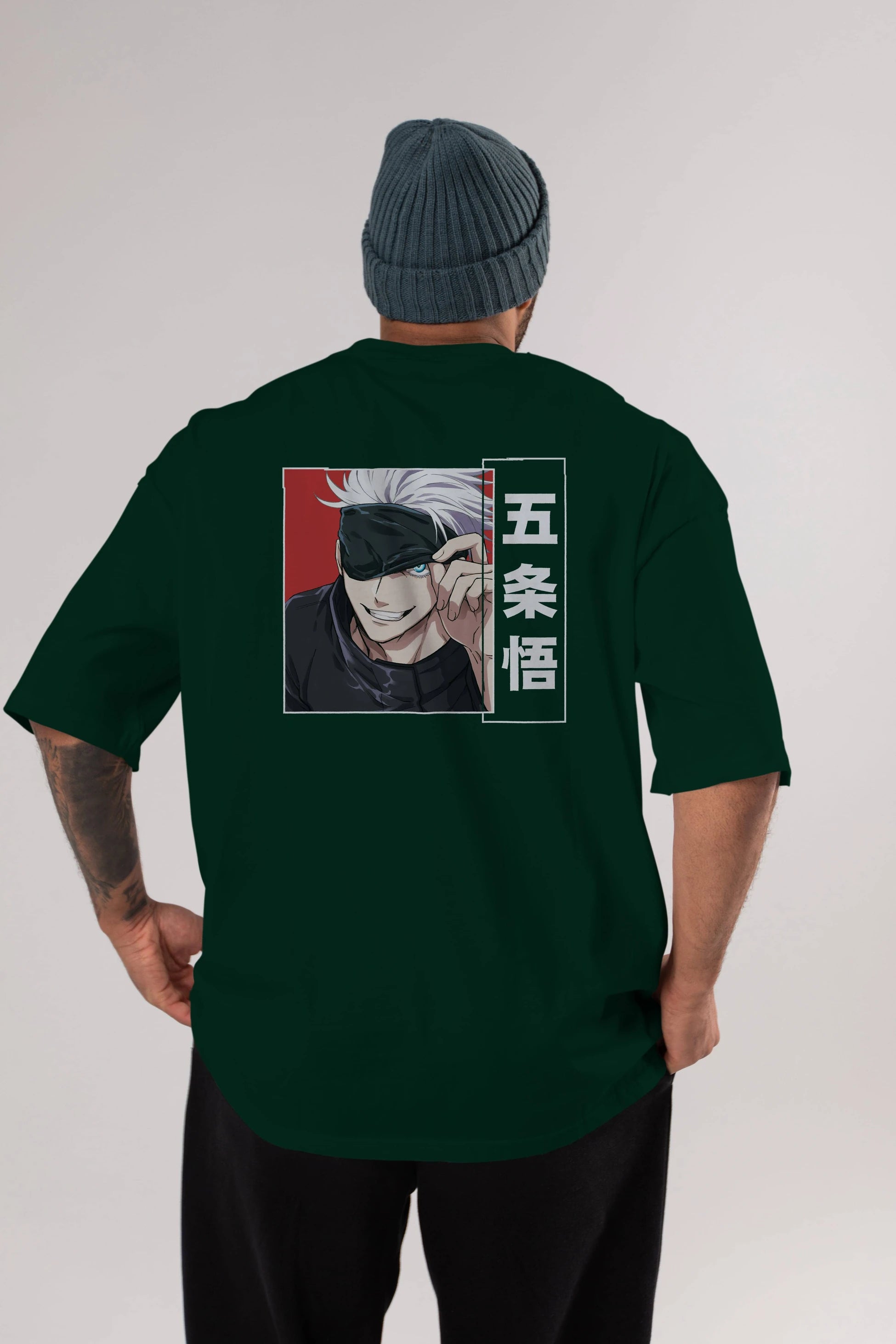 JUJUTSU KAISEN Anime Arka Baskılı Oversize t-shirt Erkek Kadın Unisex
