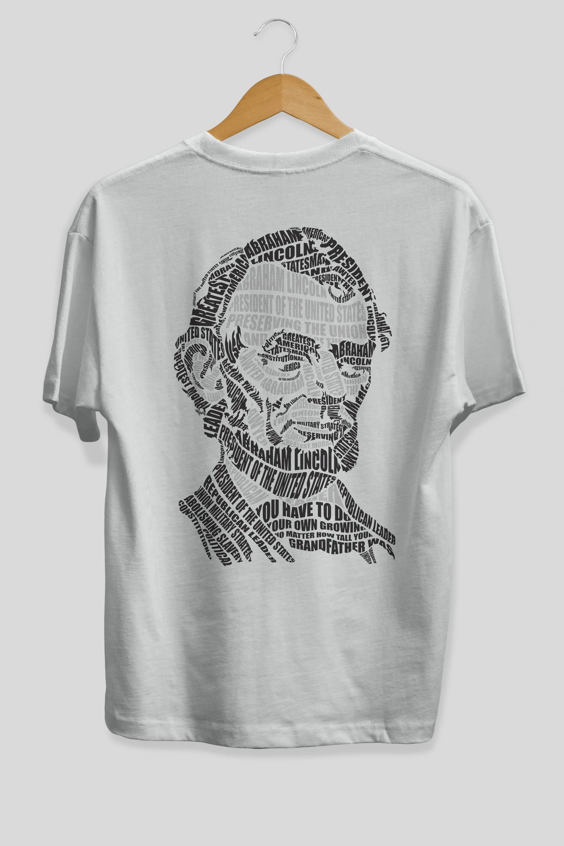 Abraham Lincoln Calligram Arka Baskılı Oversize t-shirt %100 pamuk Erkek Kadın Unisex
