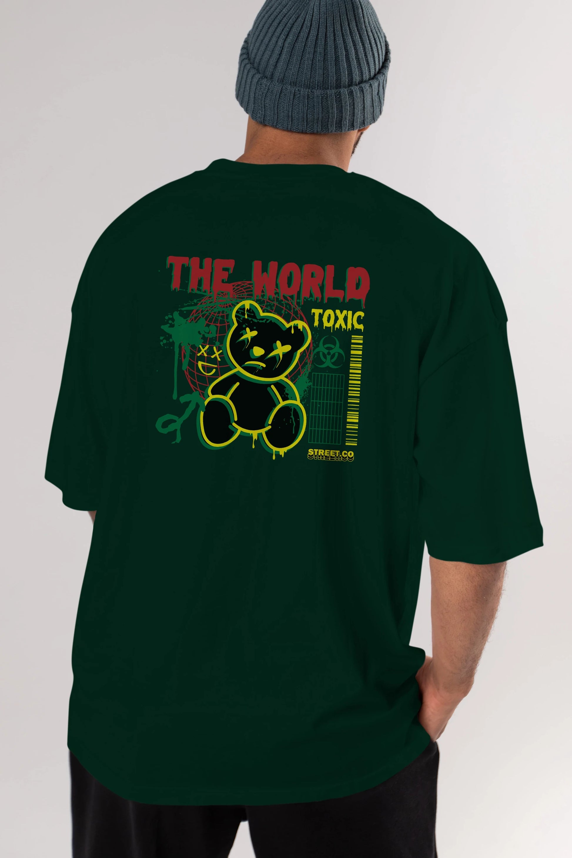 The World Toxic Bear Arka Baskılı Oversize t-shirt Erkek Kadın Unisex