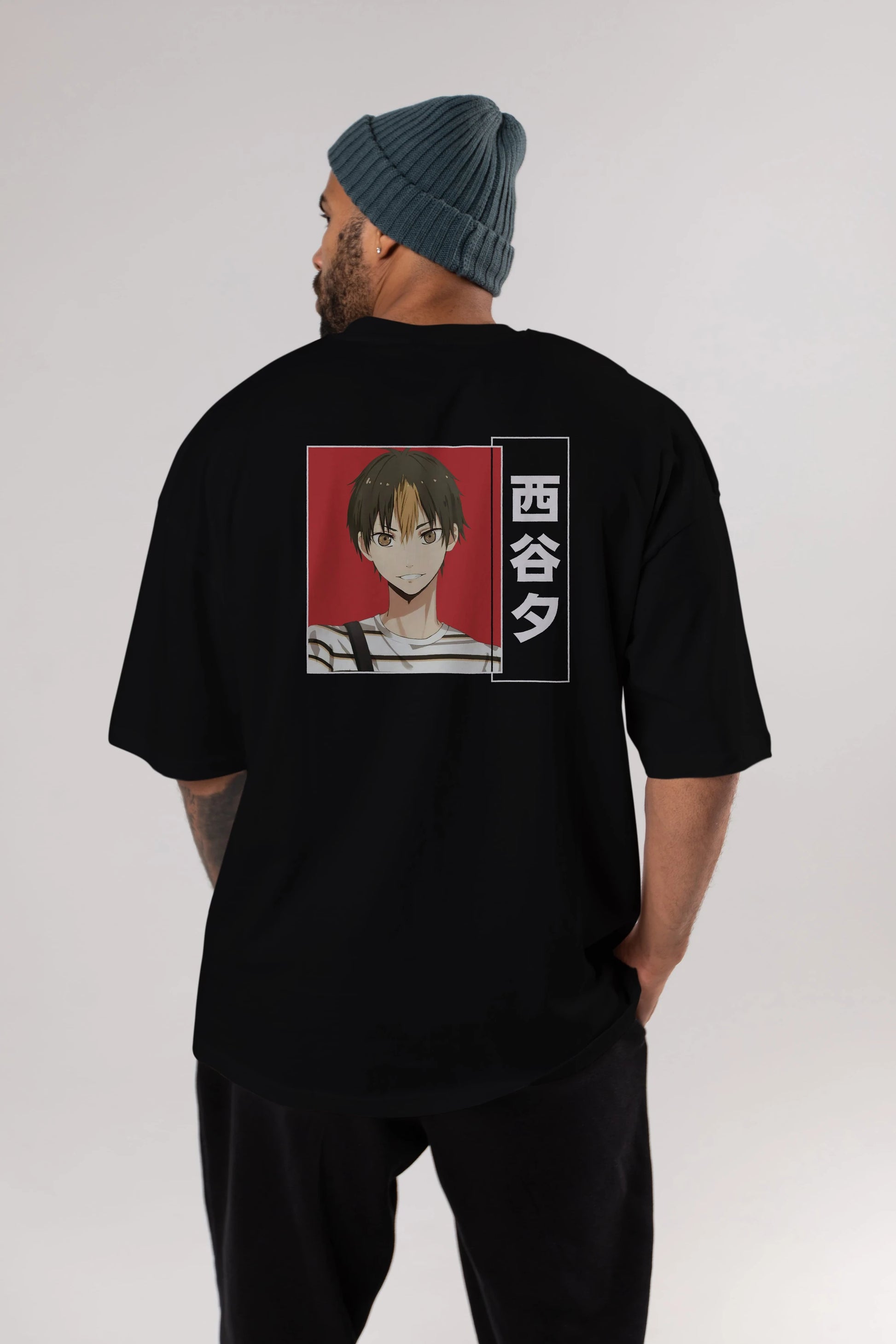 Yuu Nishinoya 1 Anime Arka Baskılı Oversize t-shirt Erkek Kadın Unisex