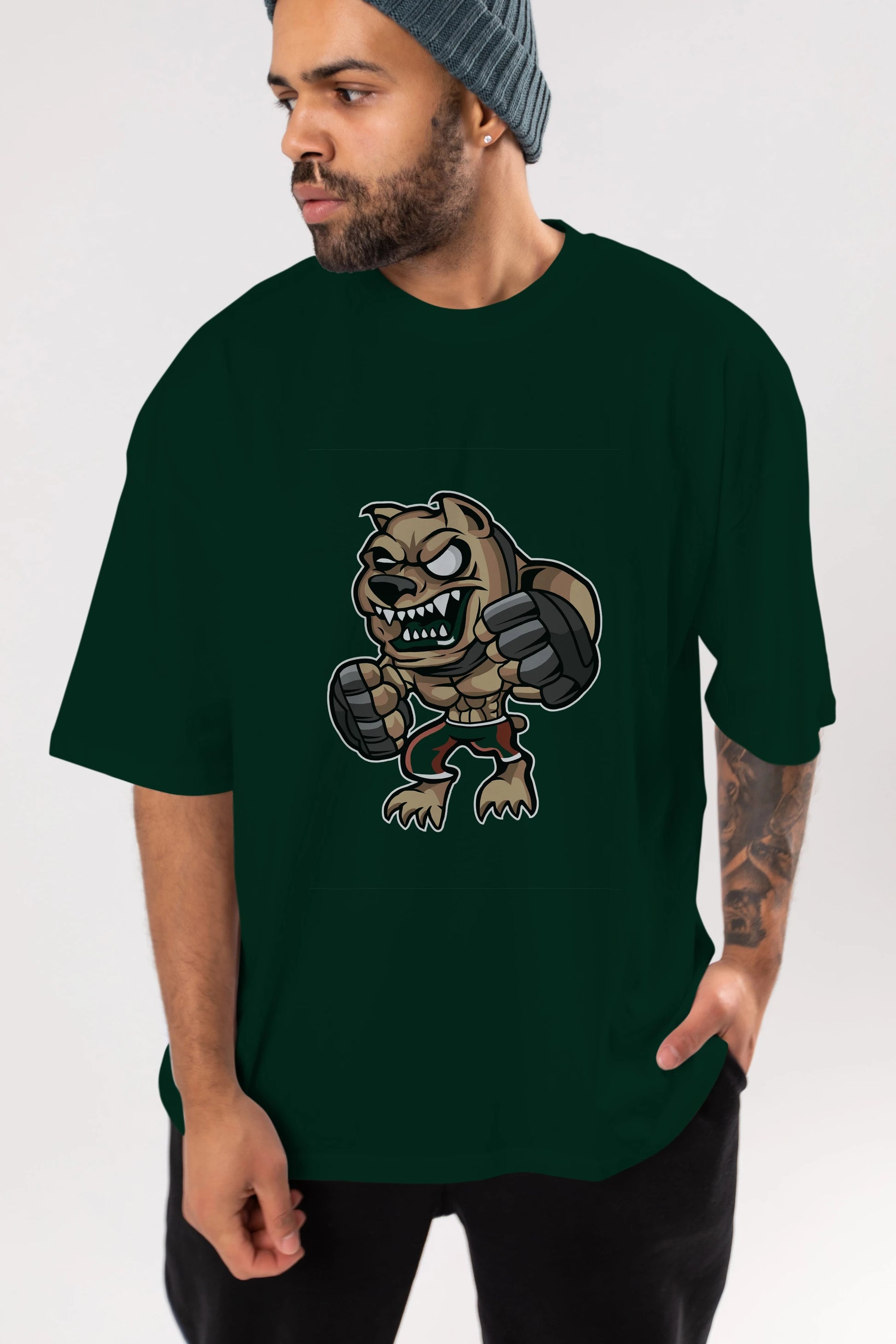 MMA Dog Ön Baskılı Oversize t-shirt Erkek Kadın Unisex %100 Pamuk tişort