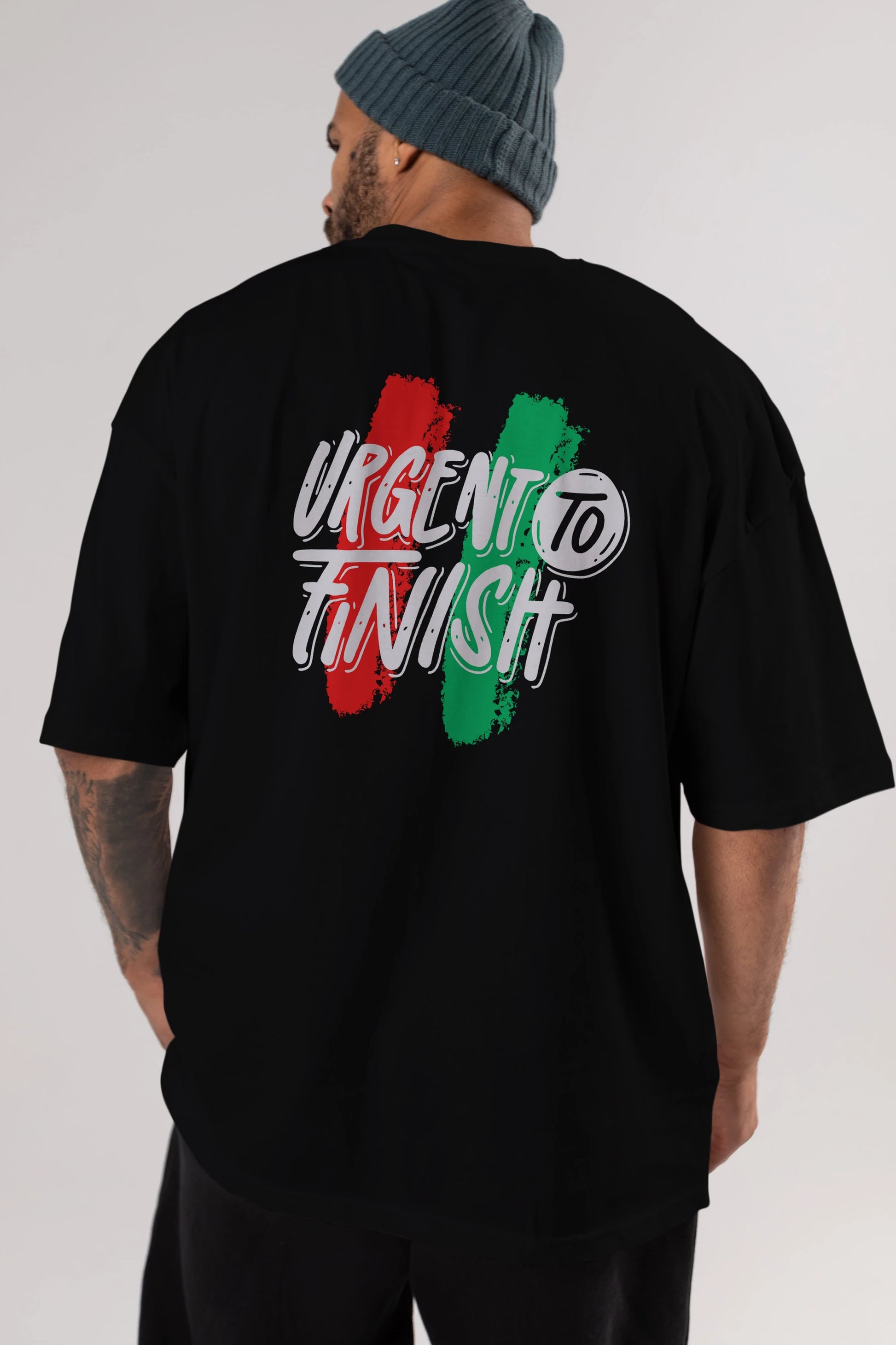 Urgent To Finish Arka Baskılı Oversize t-shirt Erkek Kadın Unisex