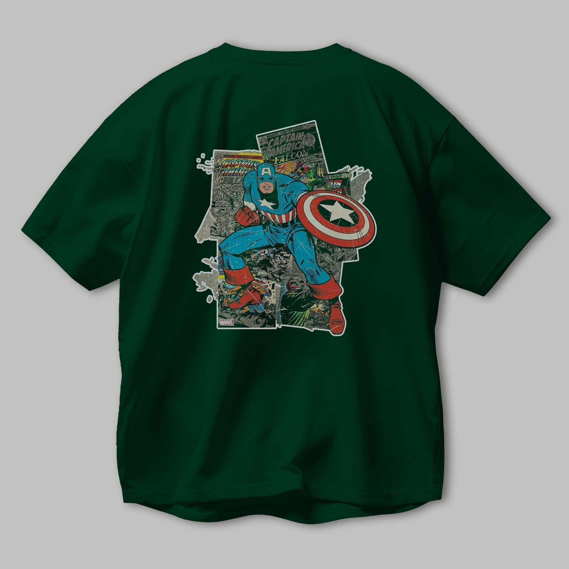 Captain America (2) Arka Baskılı Oversize t-shirt Erkek Kadın Unisex %100 Pamuk Bisiklet Yaka tişort
