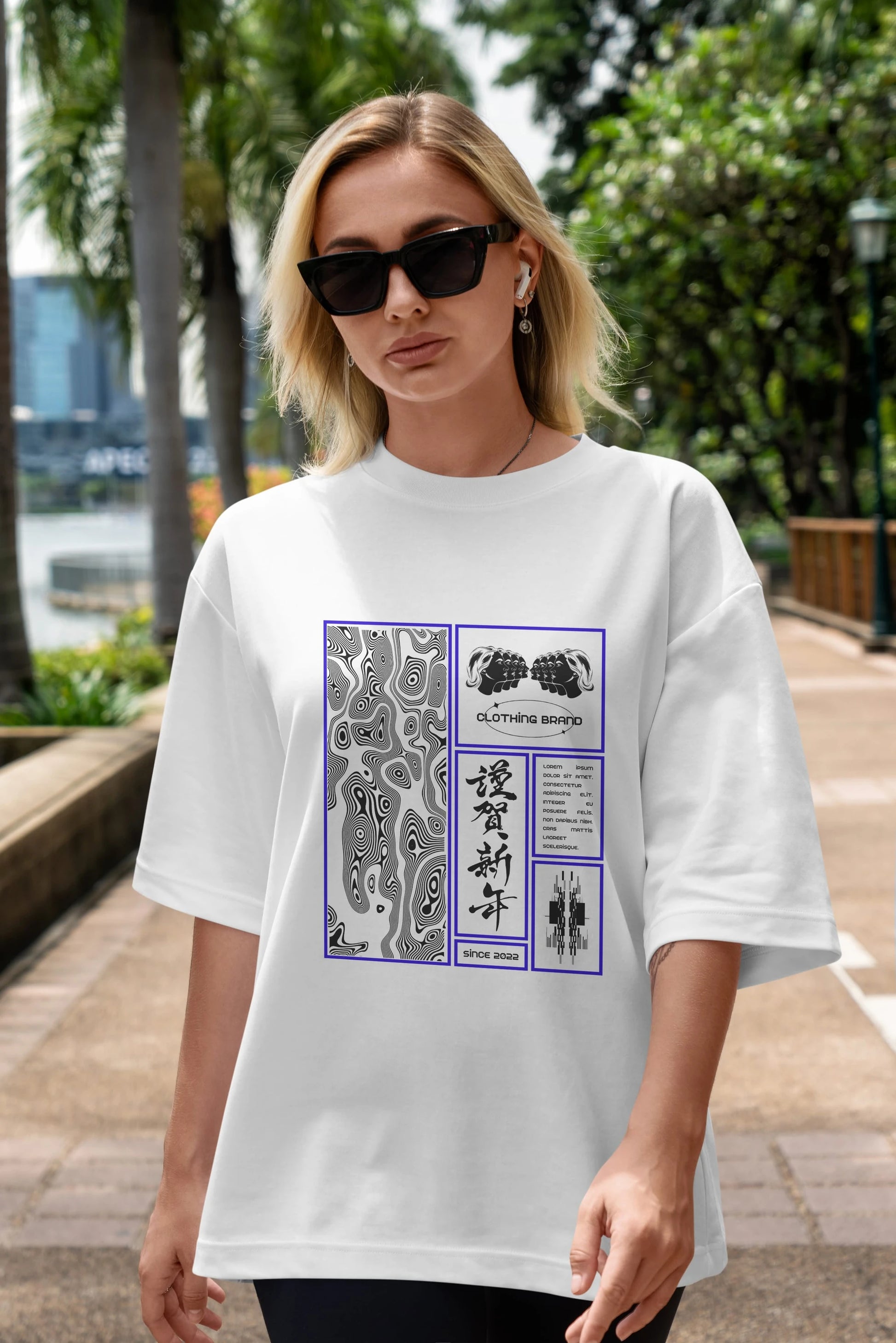 Neon Japanese Streetwear Ön Baskılı Oversize t-shirt Erkek Kadın Unisex