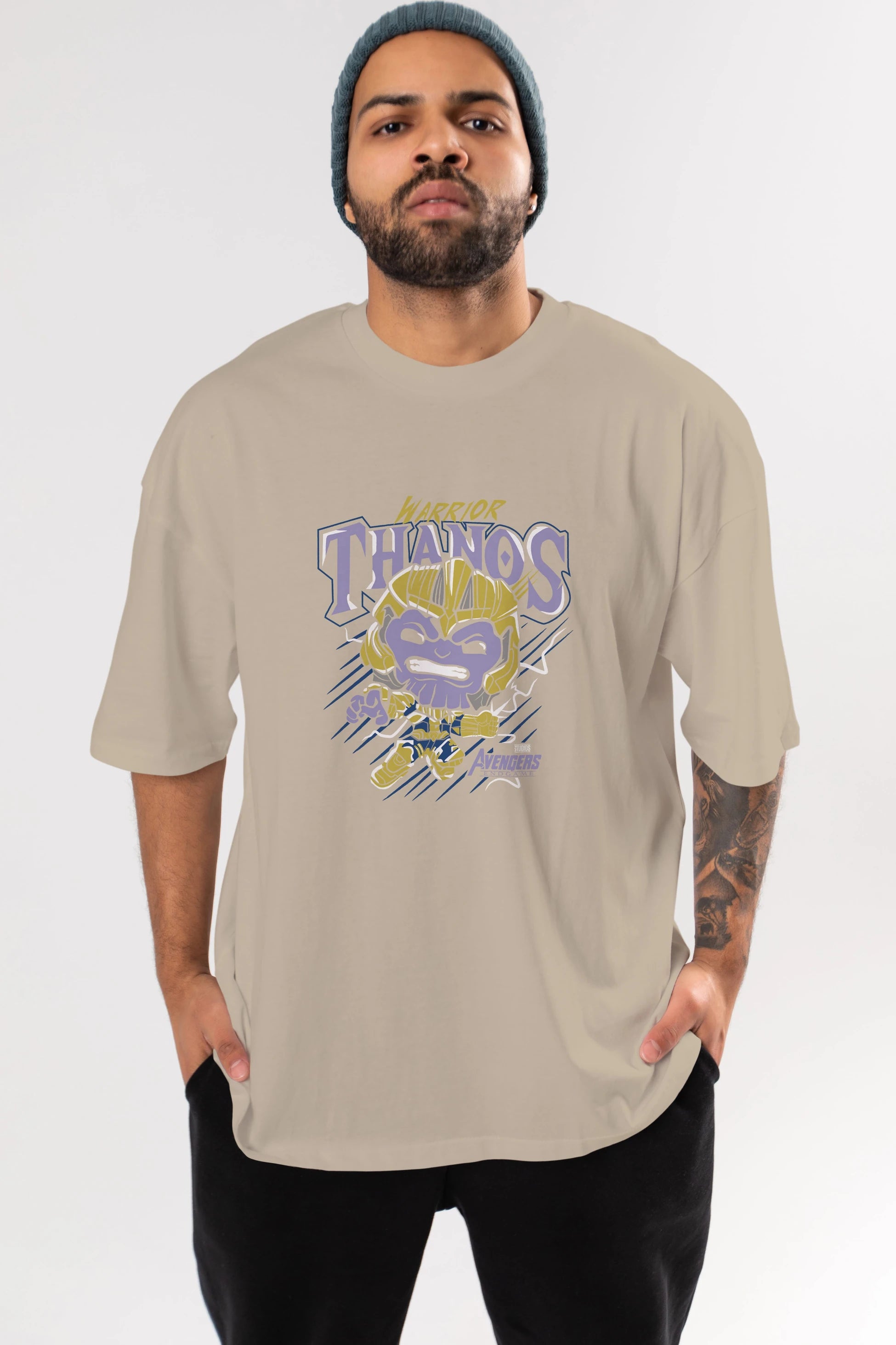 Thanos (2) Ön Baskılı Oversize t-shirt Erkek Kadın Unisex %100 Pamuk Bisiklet Yaka tişort