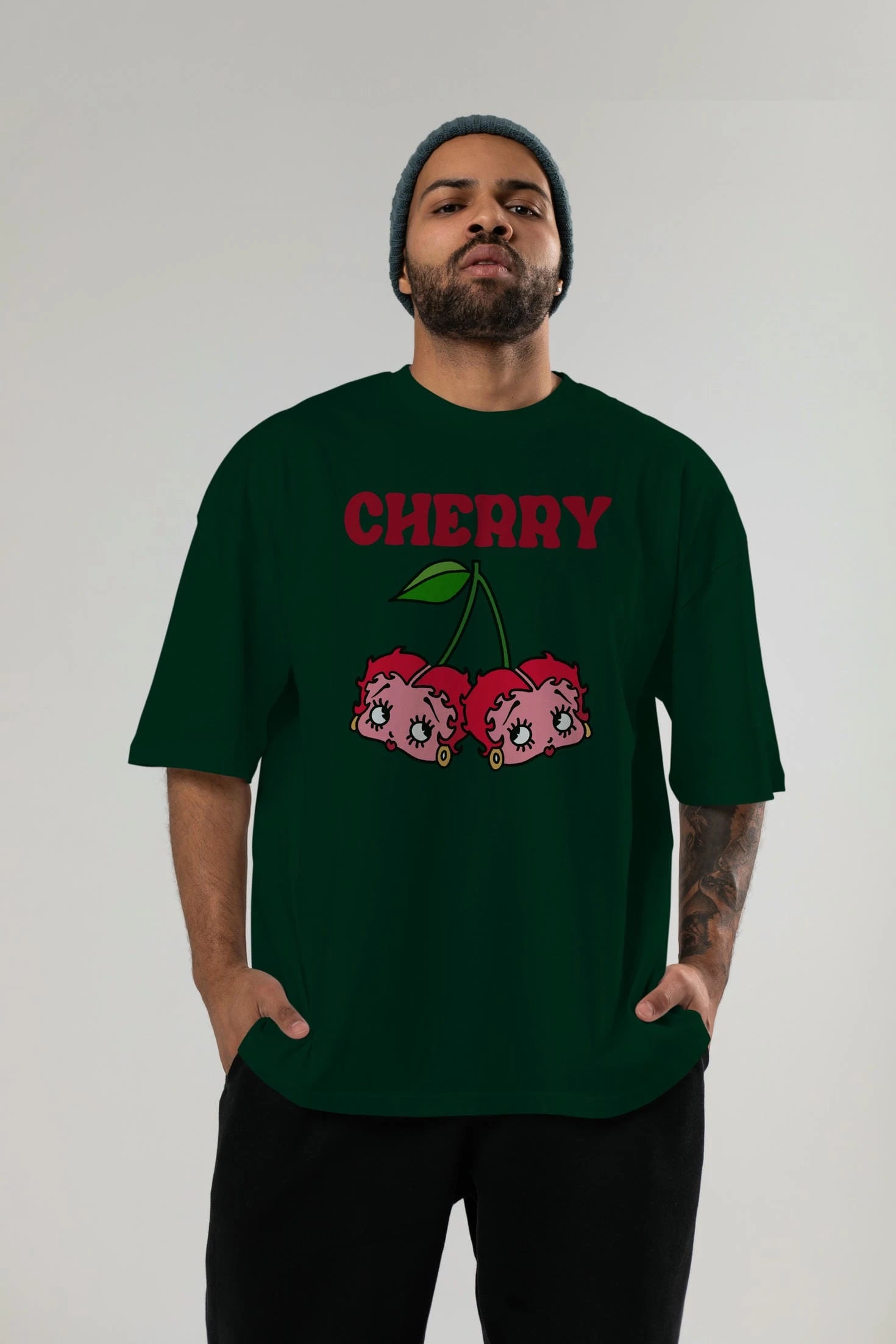 Cherry Cherries 10 Ön Baskılı Oversize t-shirt Erkek Kadın Pamuk Bisiklet Yaka tişort