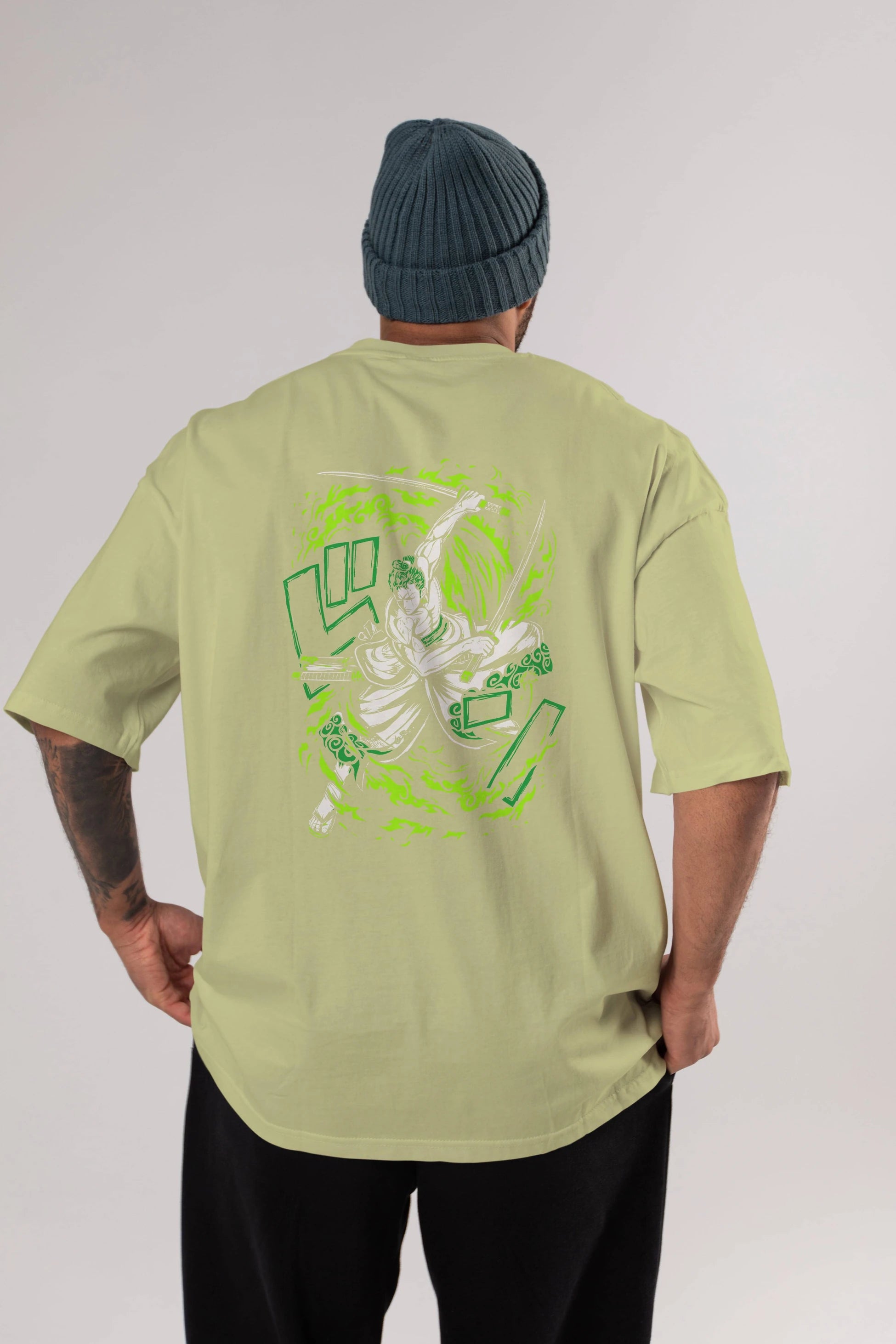 ZORO-ONE PIECE (2) Anime Arka Baskılı Oversize t-shirt Erkek Kadın Unisex