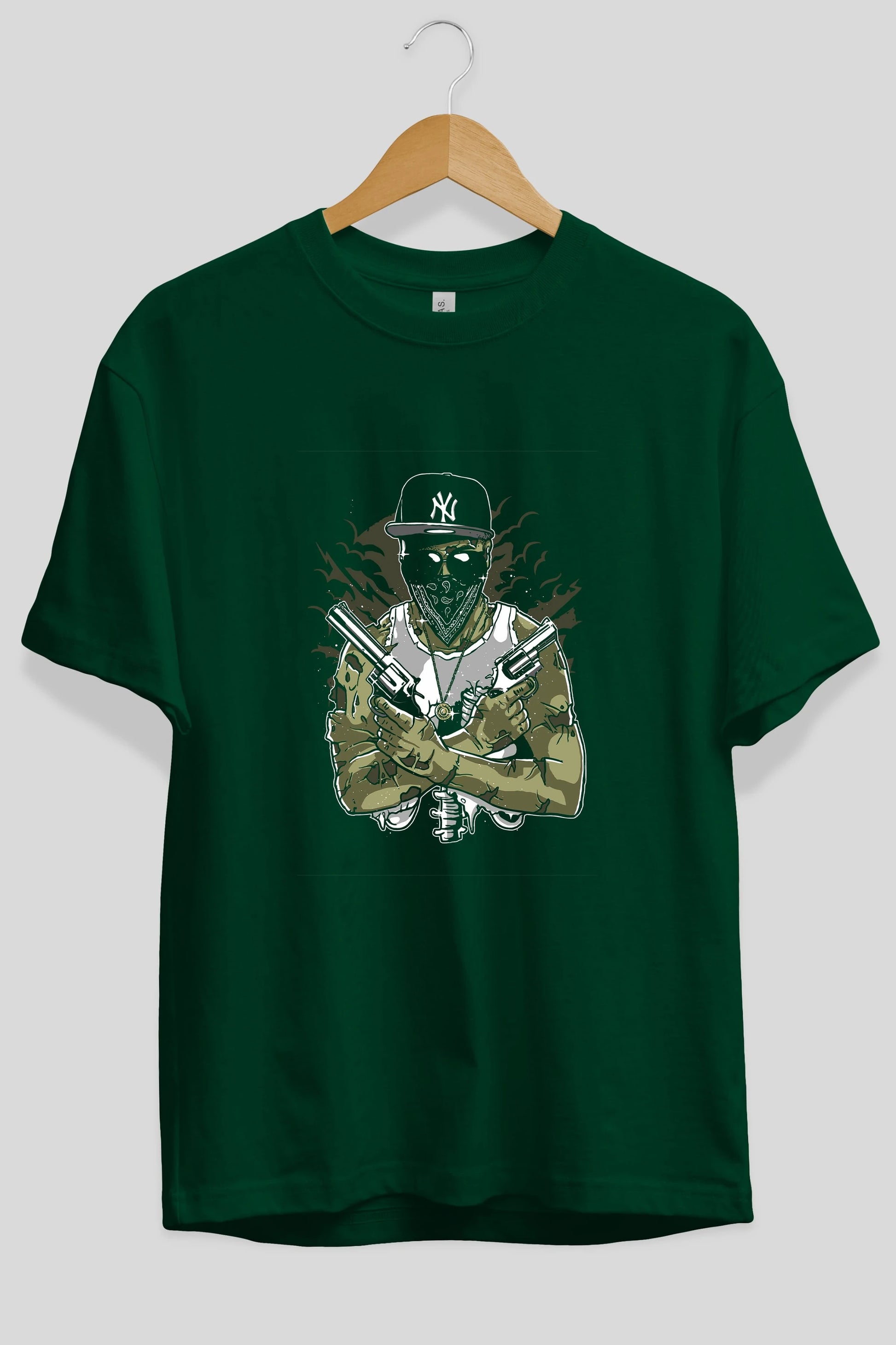 Gangsta Zombie Ön Baskılı Oversize t-shirt Erkek Kadın Unisex %100 Pamuk tişort