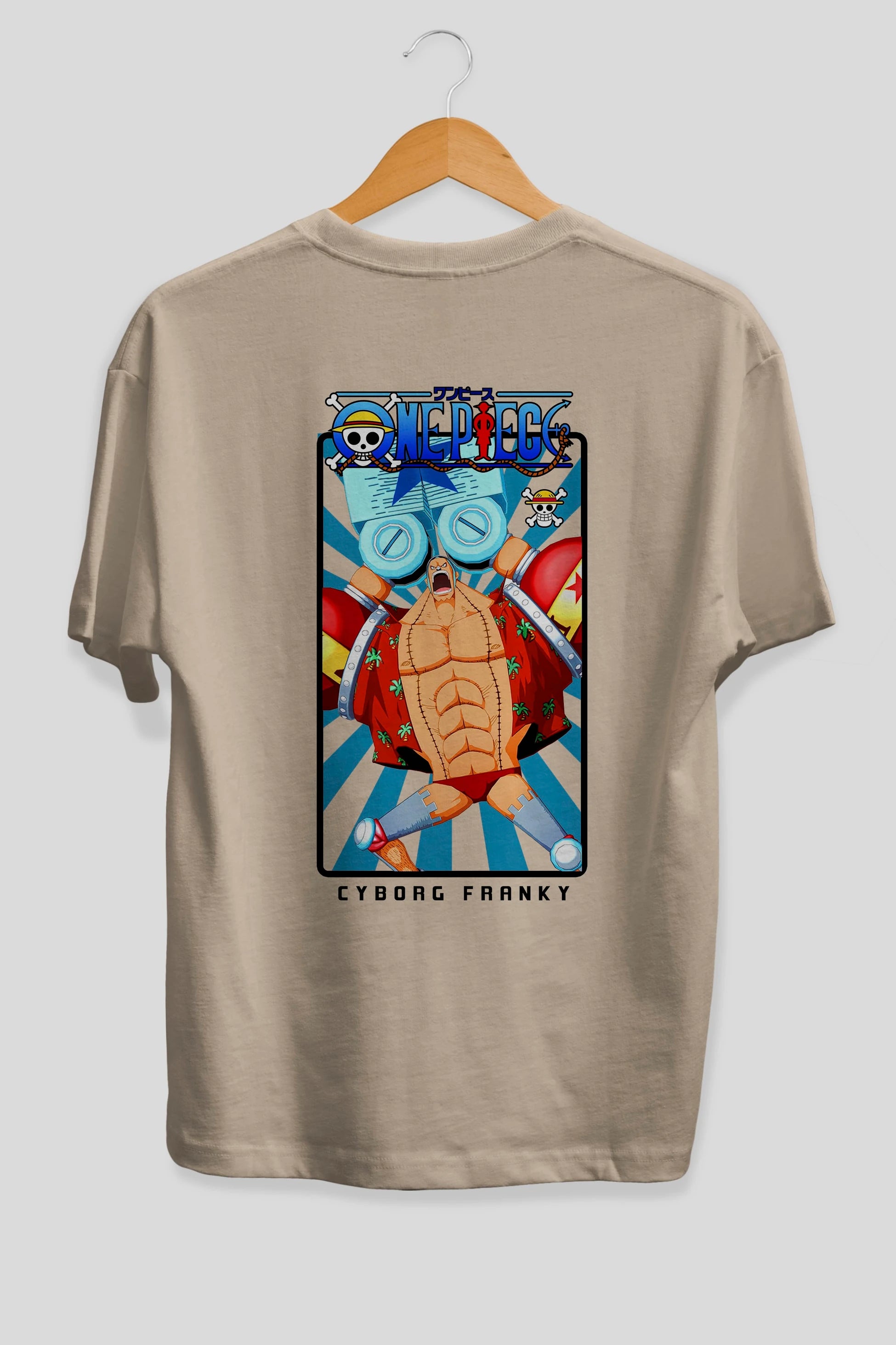 Franky Anime Arka Baskılı Oversize t-shirt Erkek Kadın Unisex %100 pamuk tişort