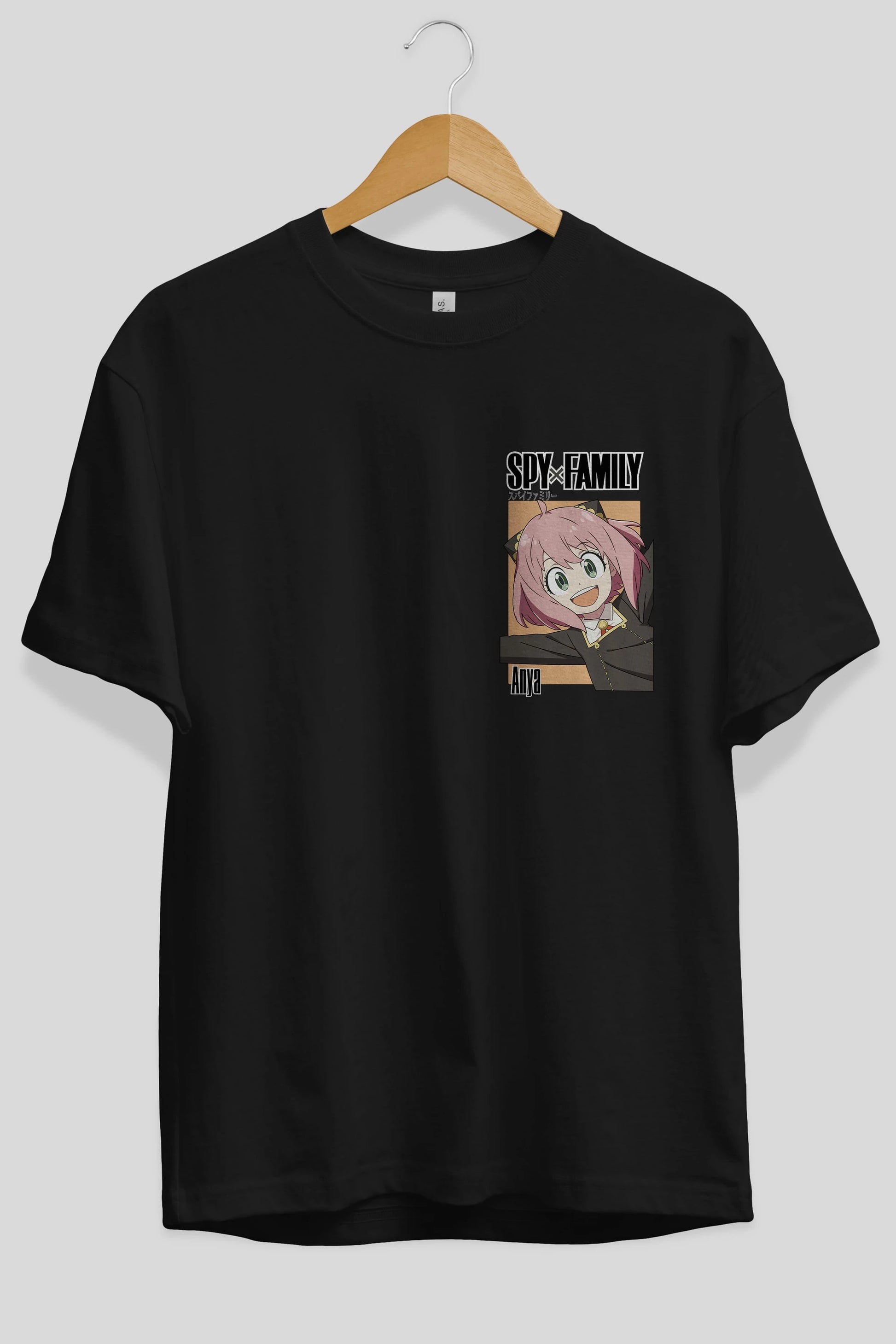 SPY X FAMILY Anya Ön Sol Baskılı Oversize t-shirt Erkek Kadın Unisex %100 Pamuk Bisiklet Yaka tişort