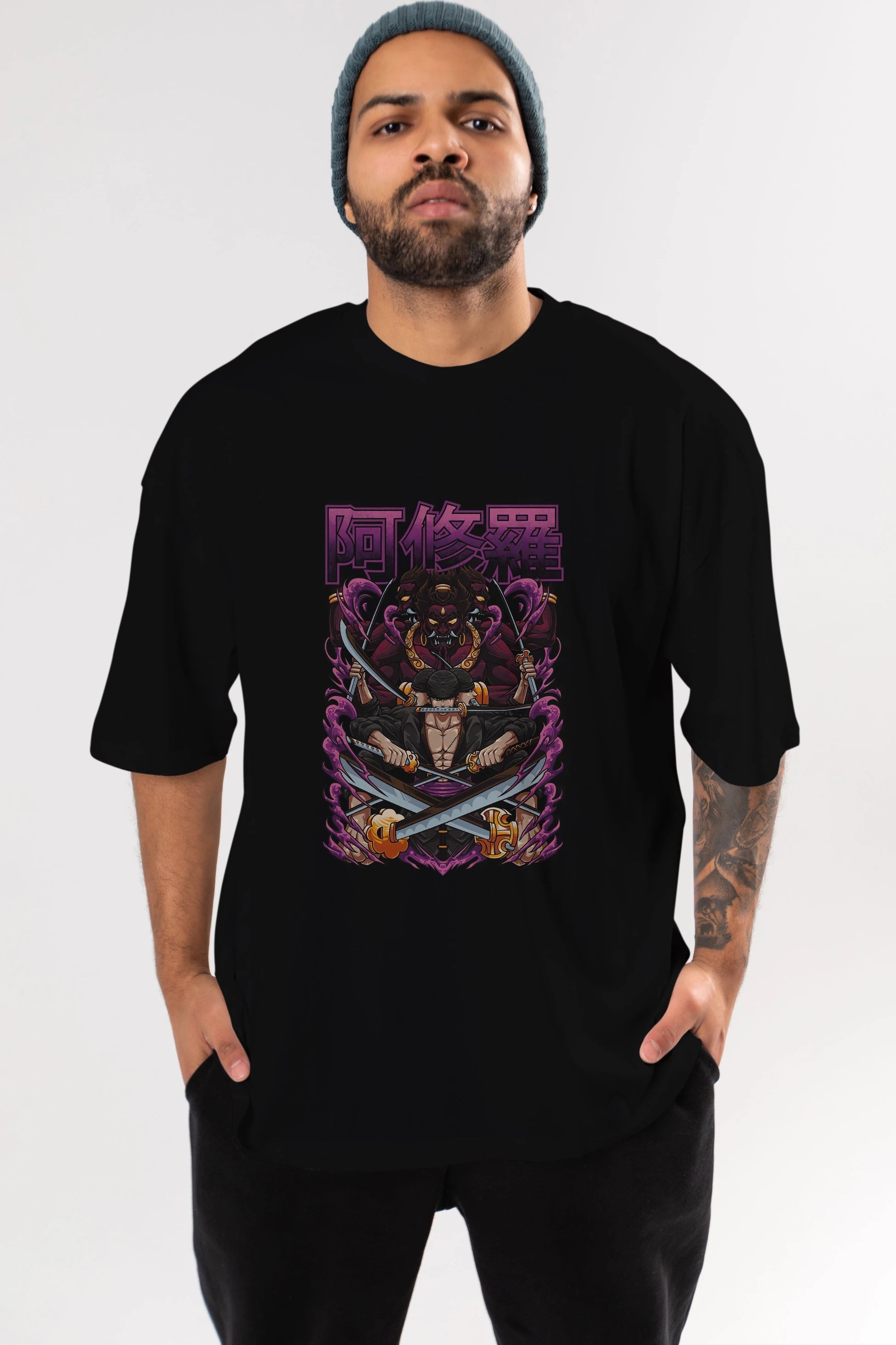 Roronoa Zoro 1 Anime Ön Baskılı Oversize t-shirt %100 pamuk Erkek Kadın Unisex