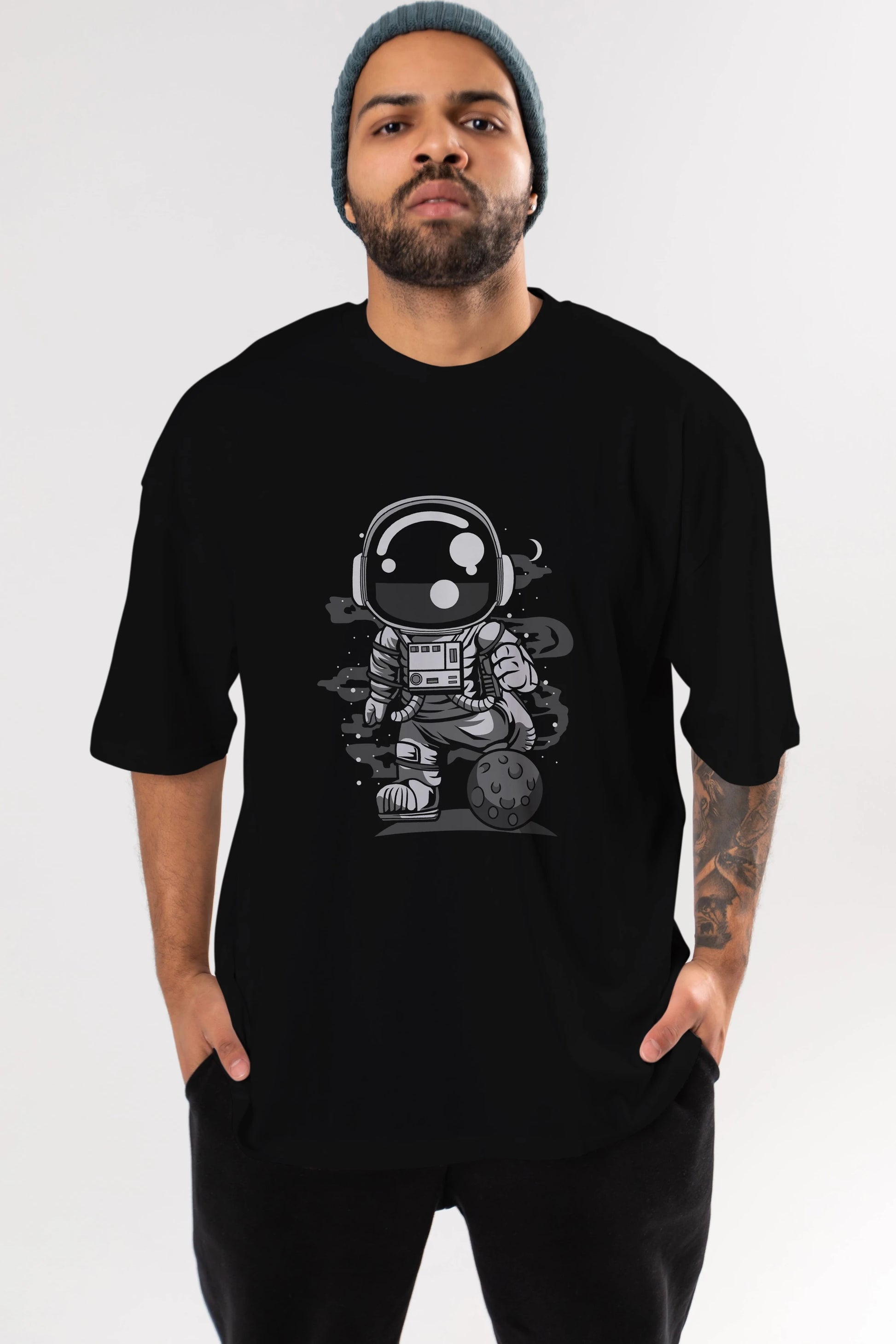 Astronaut Soccer Ön Baskılı Oversize t-shirt Erkek Kadın Unisex