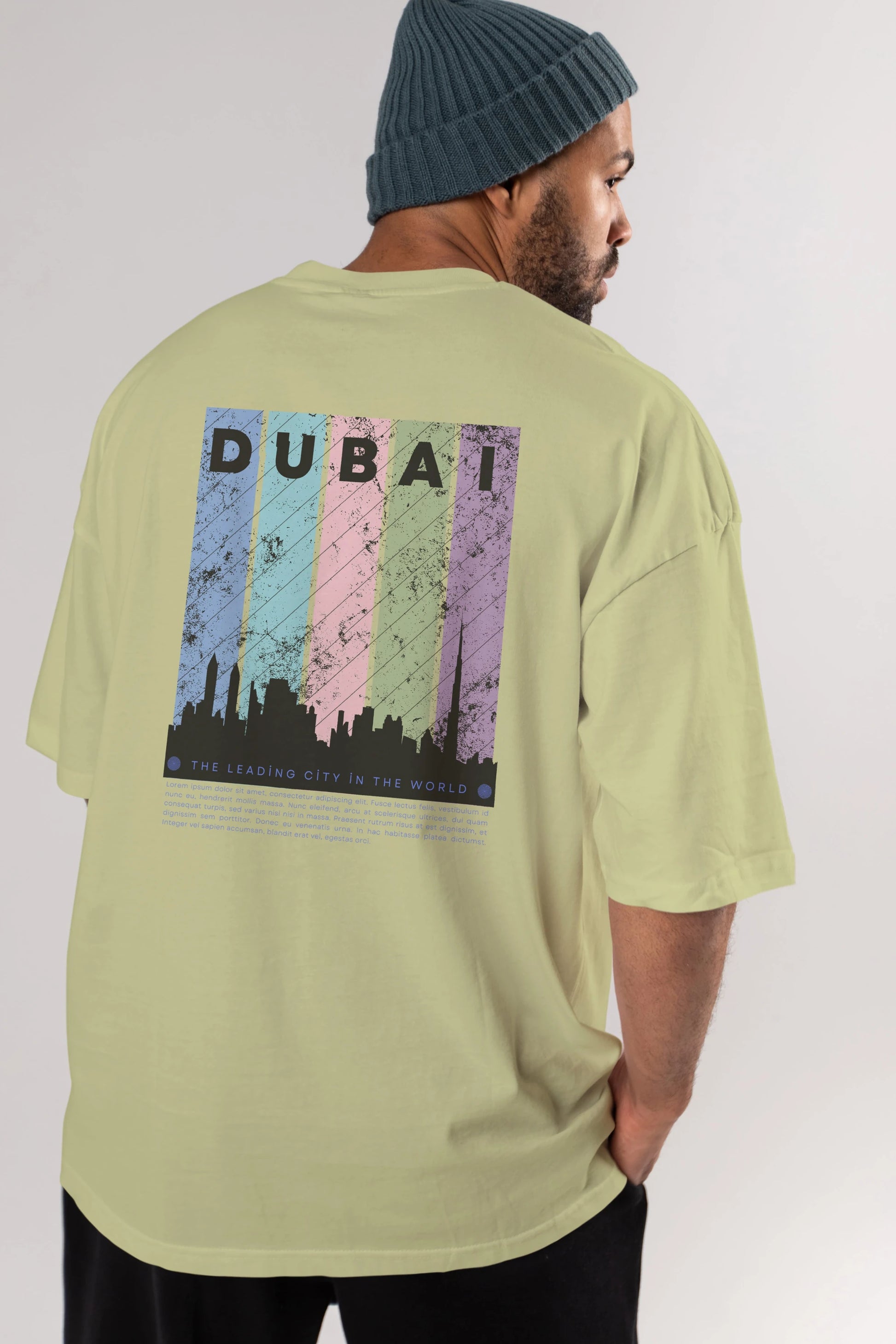 Dubai Yazılı Arka Baskılı Oversize t-shirt Erkek Kadın Unisex