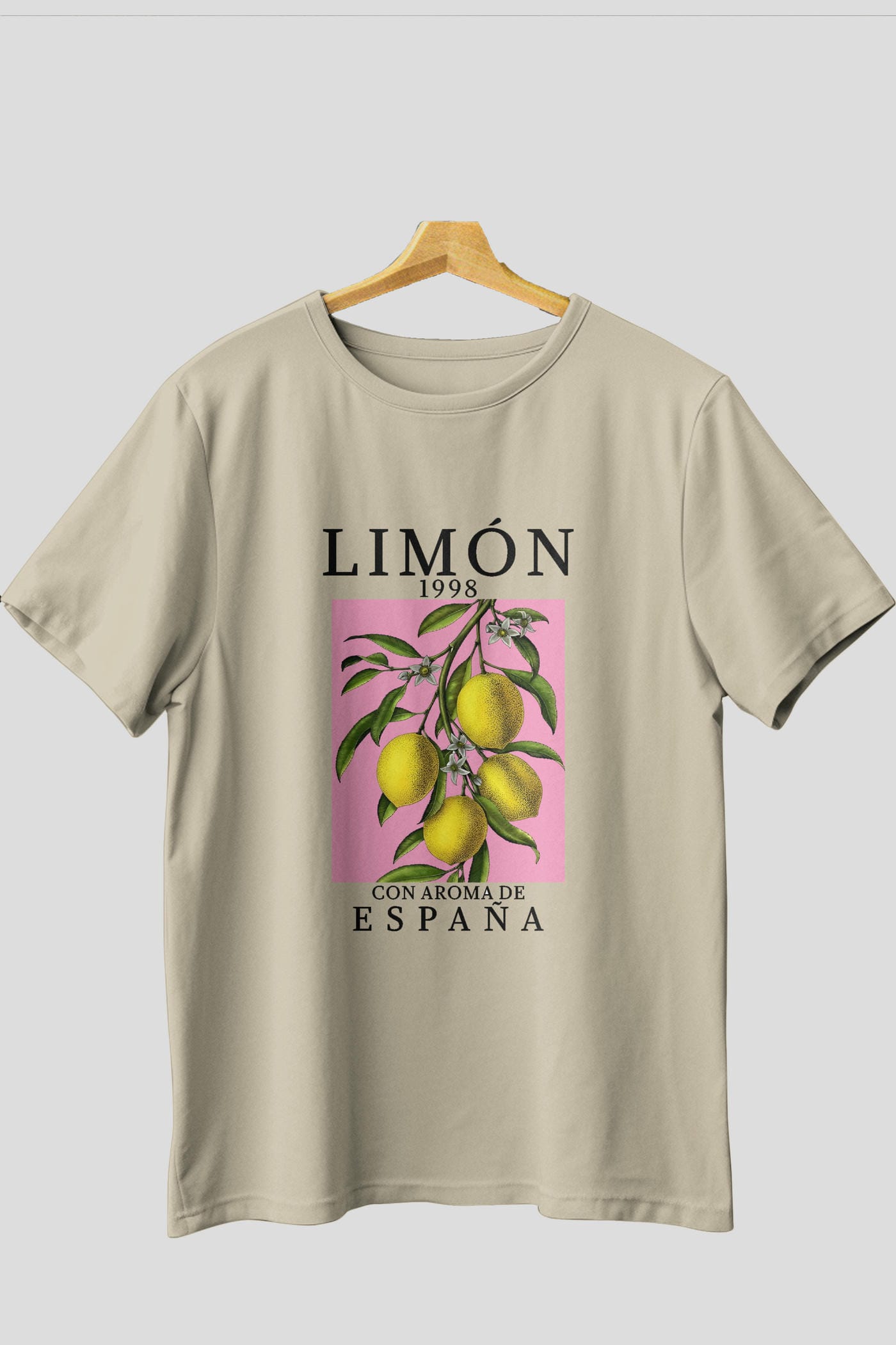 Limon Espana Ön Baskılı Oversize t-shirt Erkek Kadın Pamuk Bisiklet Yaka tişort