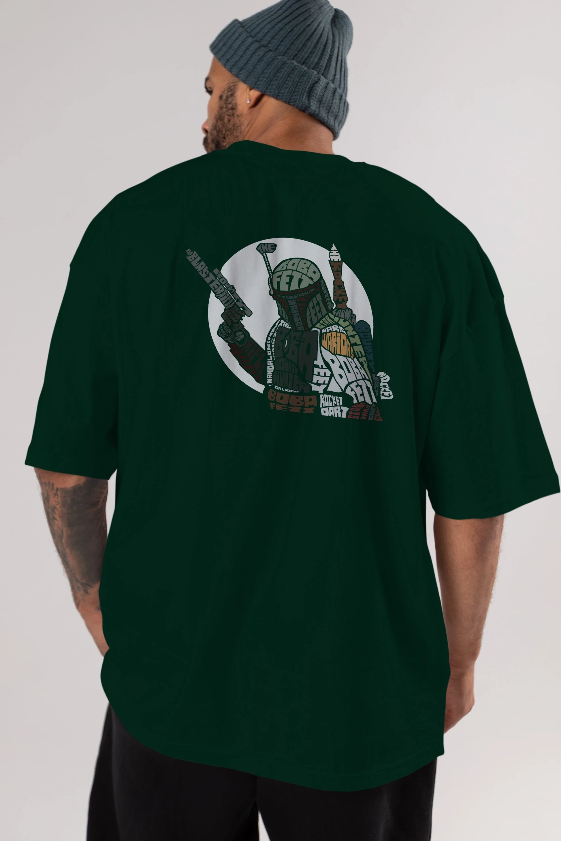 Boba Fett Arka Baskılı Oversize t-shirt %100 pamuk Erkek Kadın Unisex