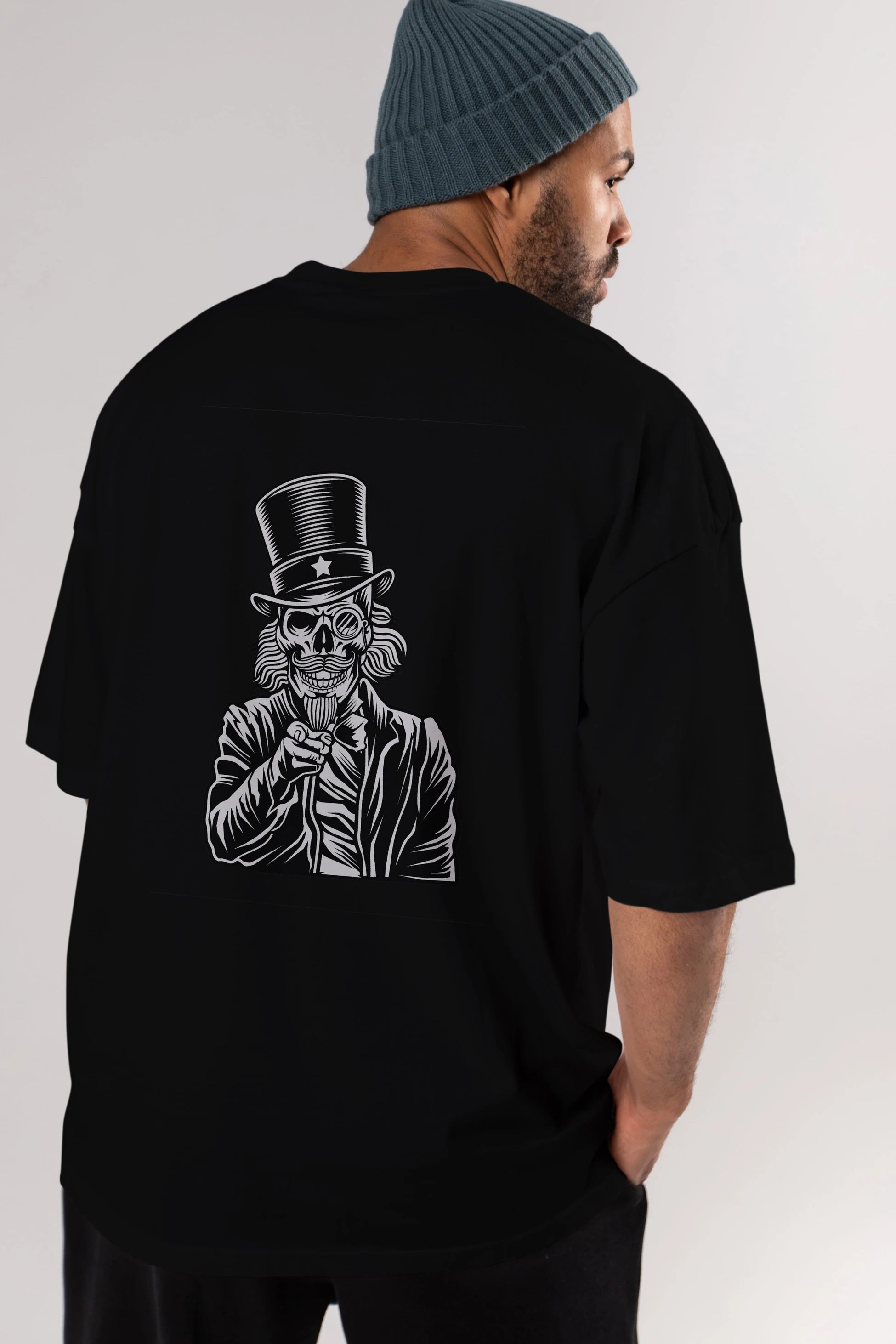 I Want You Skull Arka Baskılı Oversize t-shirt Erkek Kadın Unisex %100 Pamuk tişort