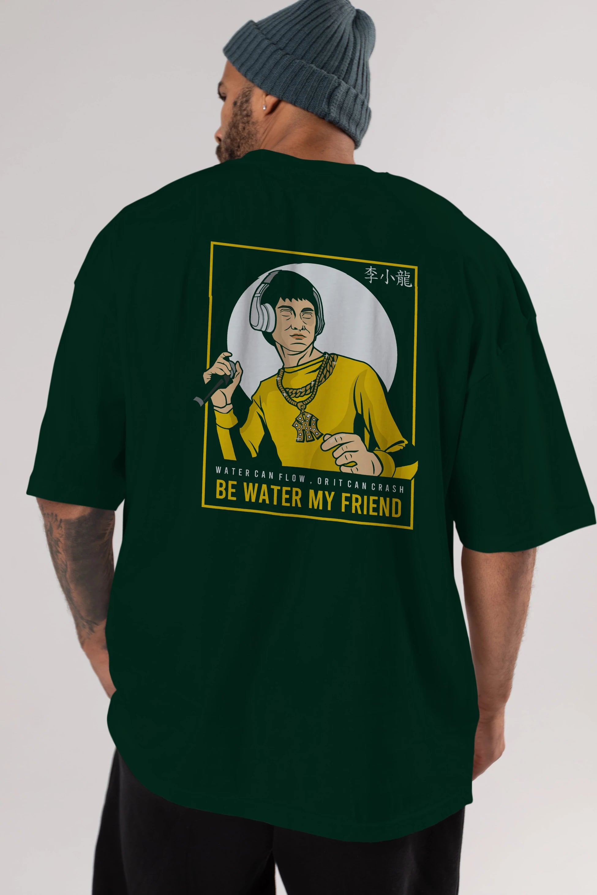 Bruce Lee Rapper Arka Baskılı Oversize t-shirt Erkek Kadın Unisex %100 Pamuk tişort