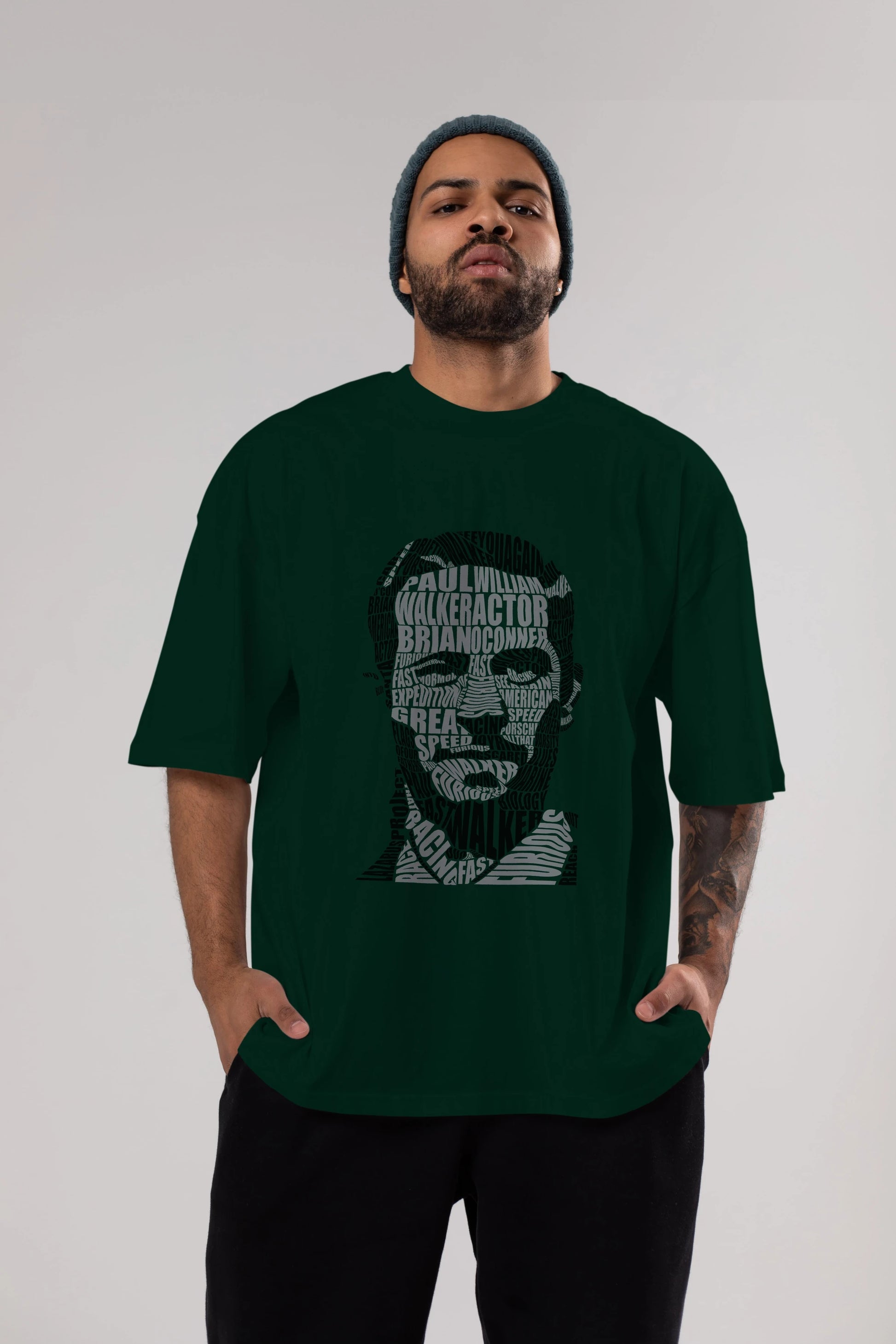 Paul Walker Calligram Ön Baskılı Oversize t-shirt %100 pamuk Erkek Kadın Unisex