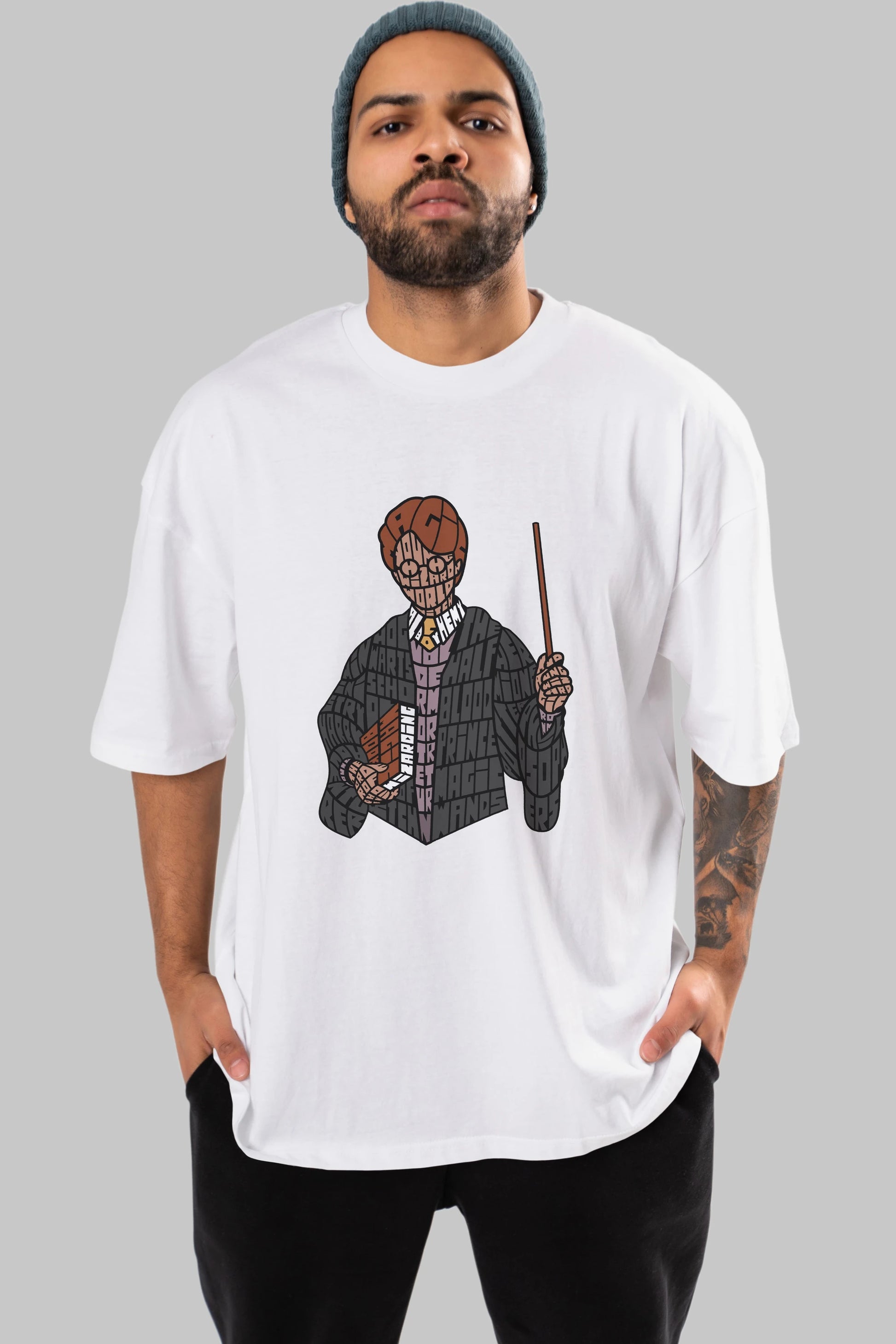 Harry Ön Baskılı Oversize t-shirt %100 pamuk Erkek Kadın Unisex
