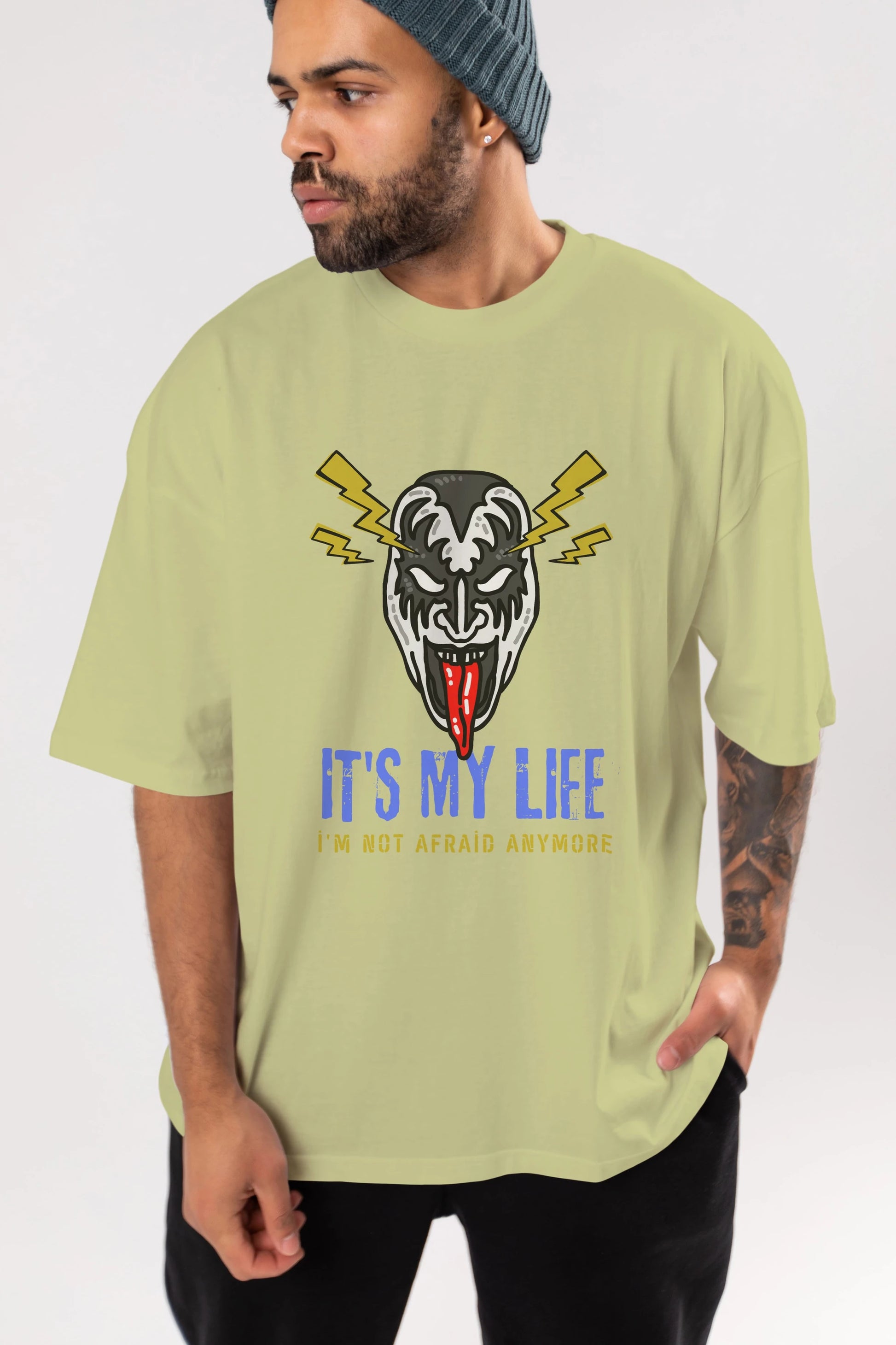 Its My Life Yazılı Ön Baskılı Oversize t-shirt Erkek Kadın Unisex