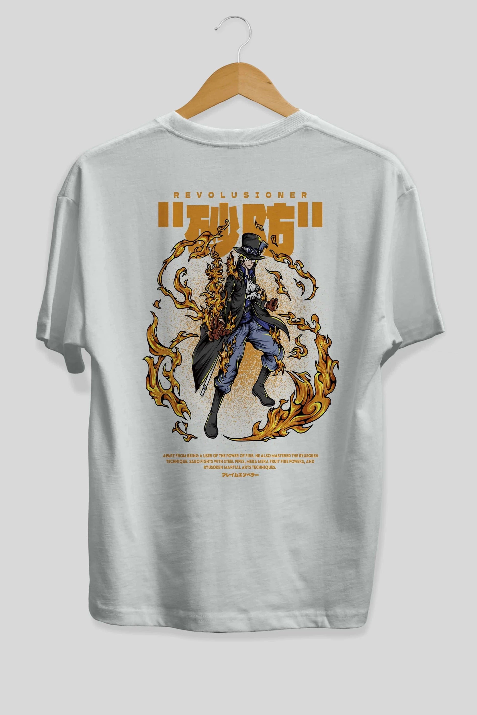 Revolusioner Sabo Anime Arka Baskılı Oversize t-shirt Erkek Kadın Unisex