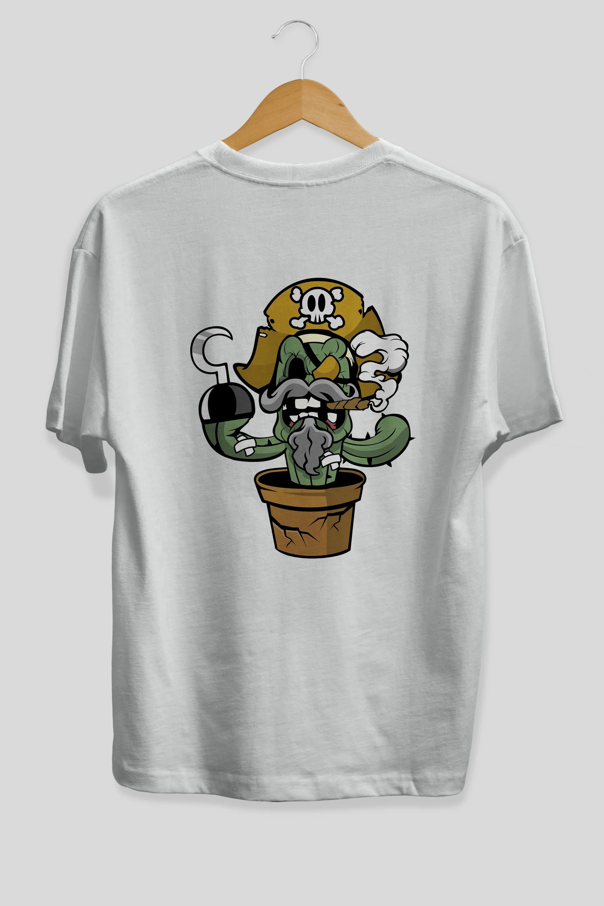 Pirate Cactus Arka Baskılı Oversize t-shirt Erkek Kadın Unisex %100 Pamuk tişort
