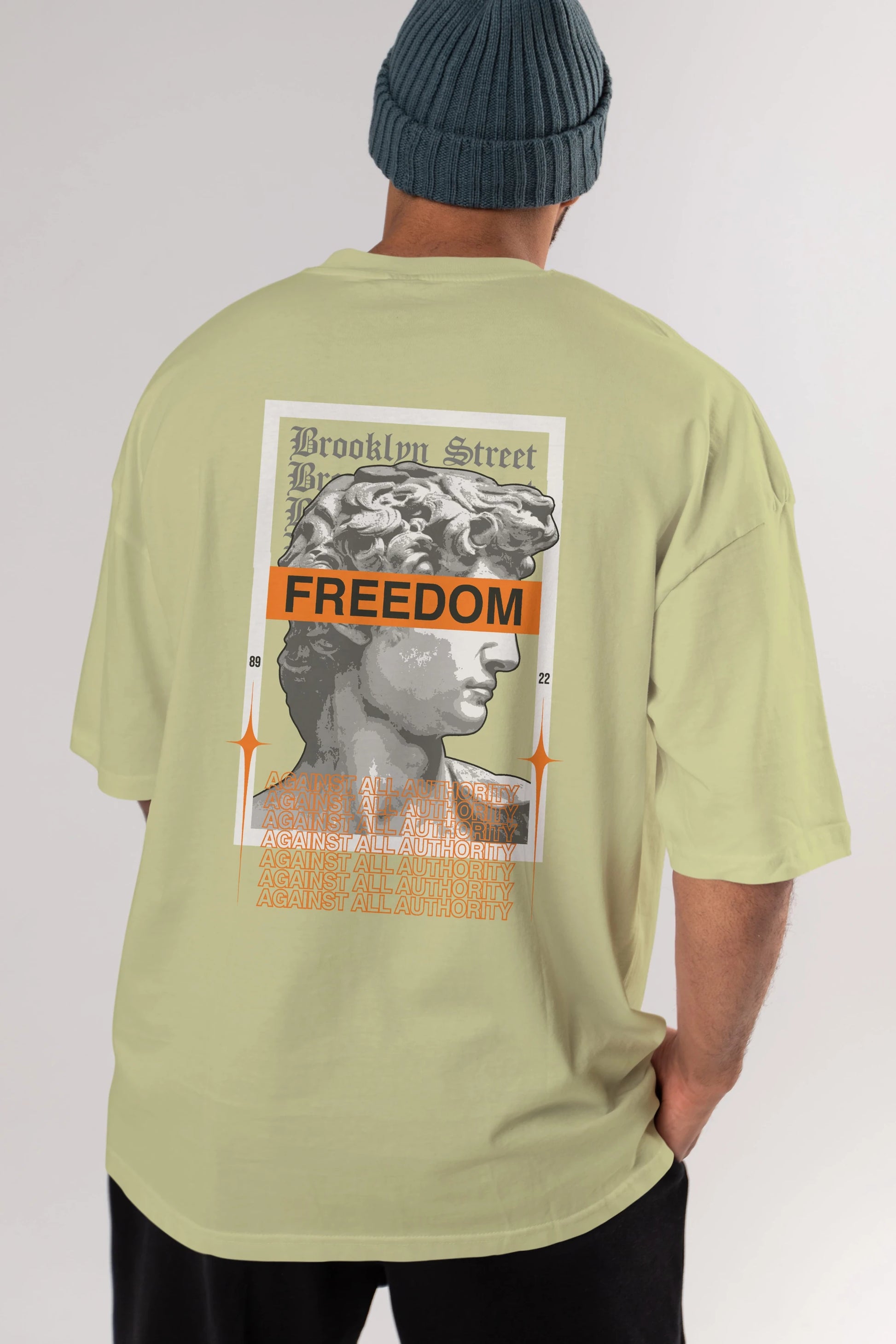 Brooklyn Street Arka Baskılı Oversize t-shirt Erkek Kadın Unisex