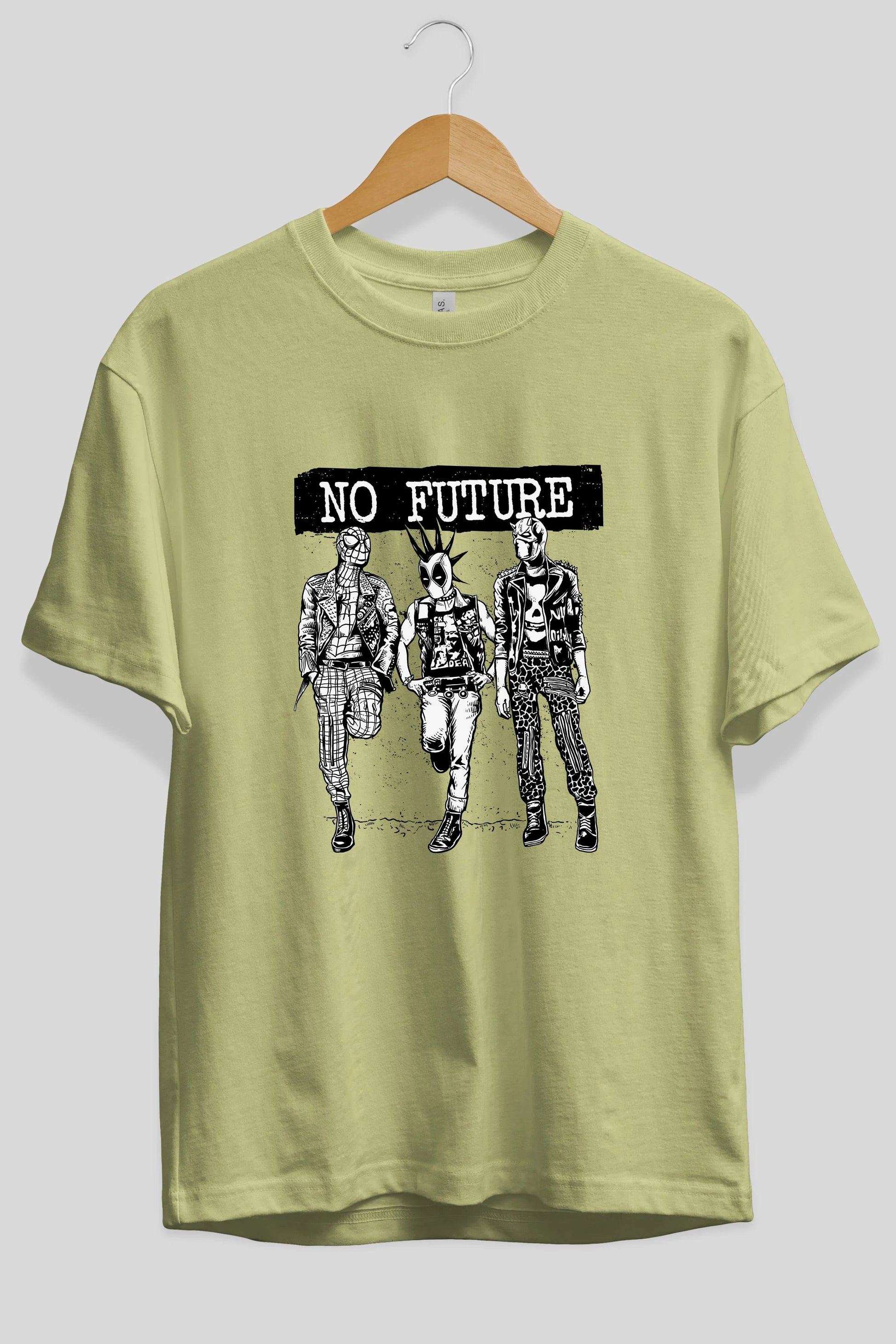 No Future Ön Baskılı Oversize t-shirt Erkek Kadın Unisex %100 Pamuk tişort